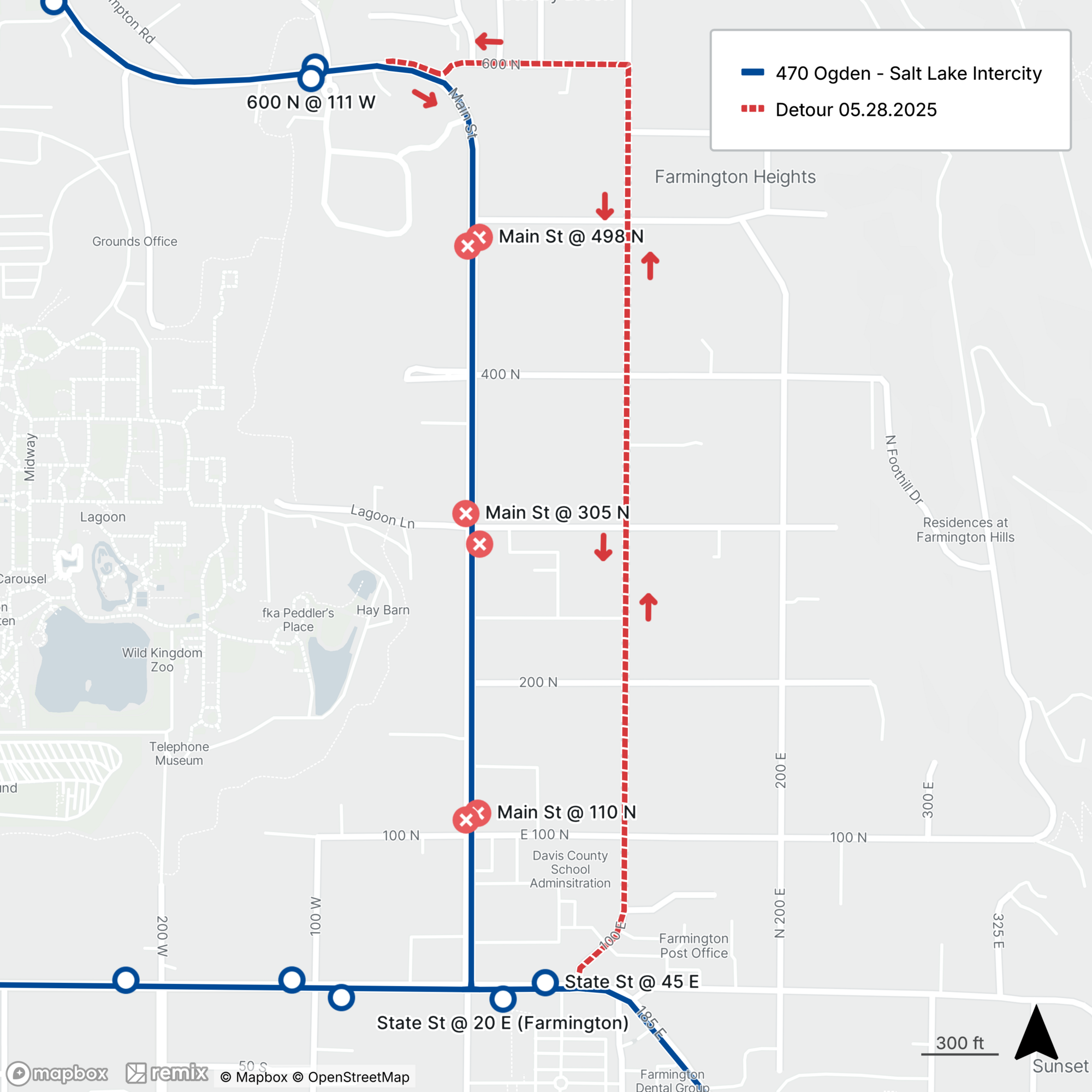 Route 470 Detour Map