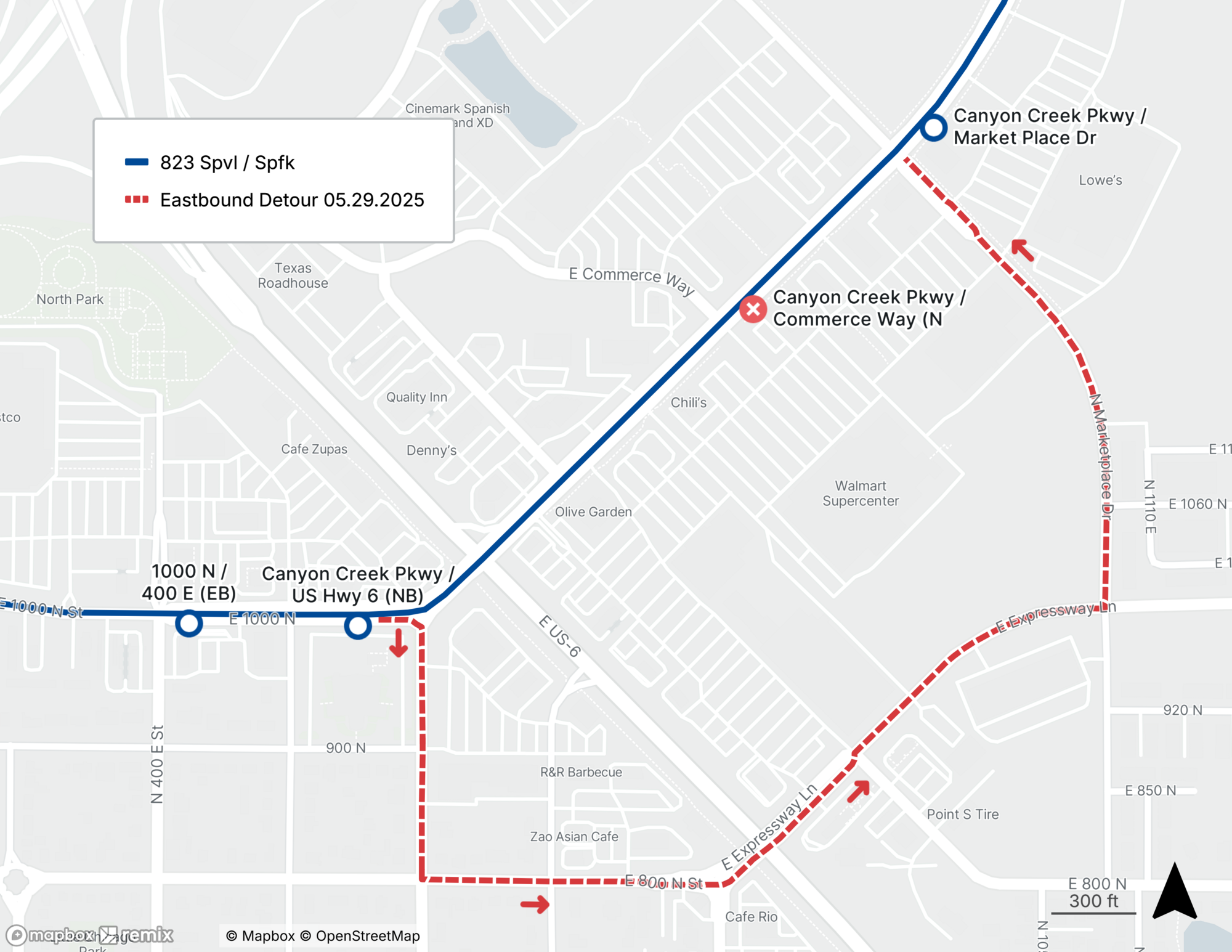 Route 823 Detour Map 5/29/25