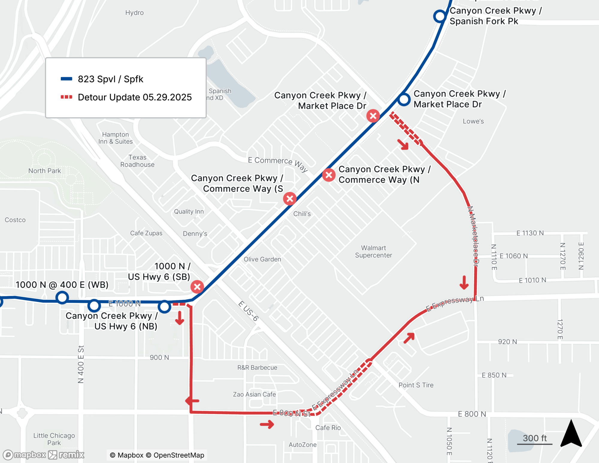 Route 823 Detour Map 5/29/25