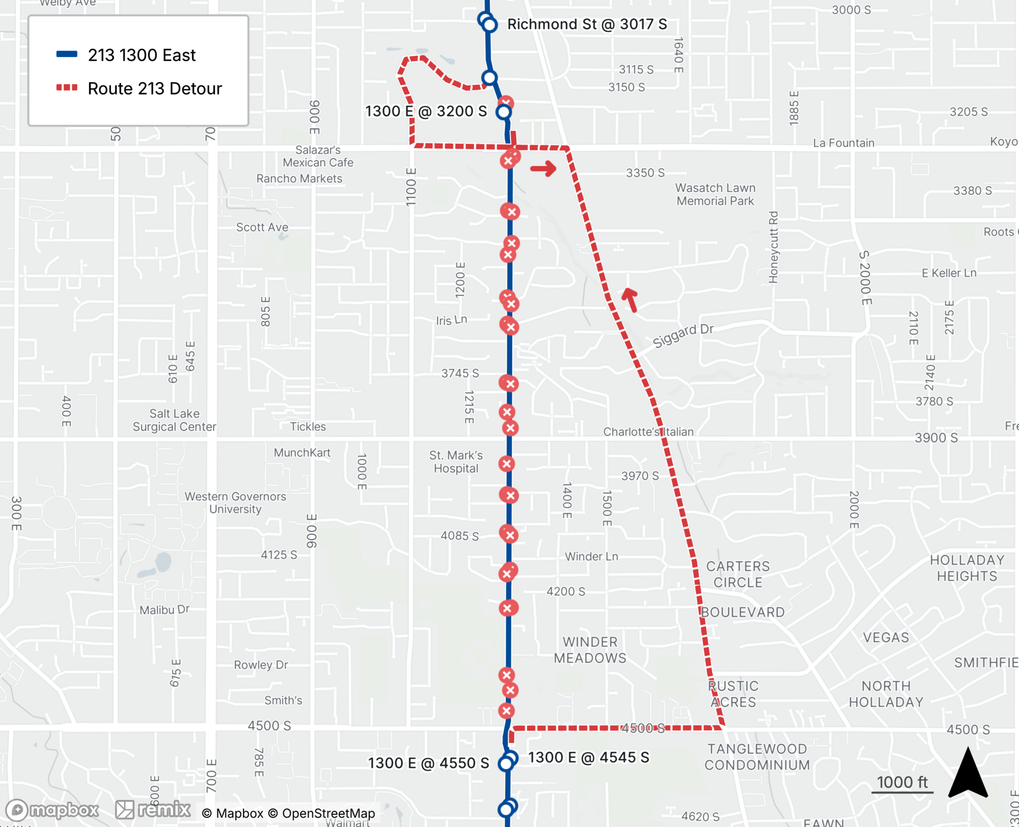 Route 213 Updated Detour Map