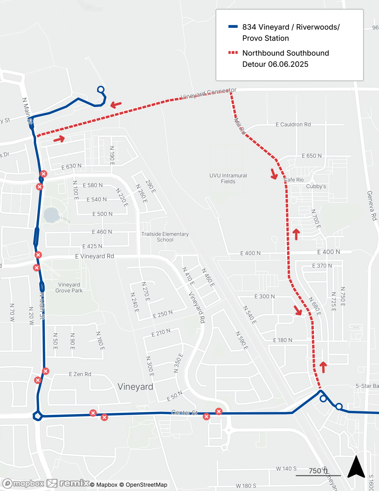 Route 834 Detour Map 6/6/25