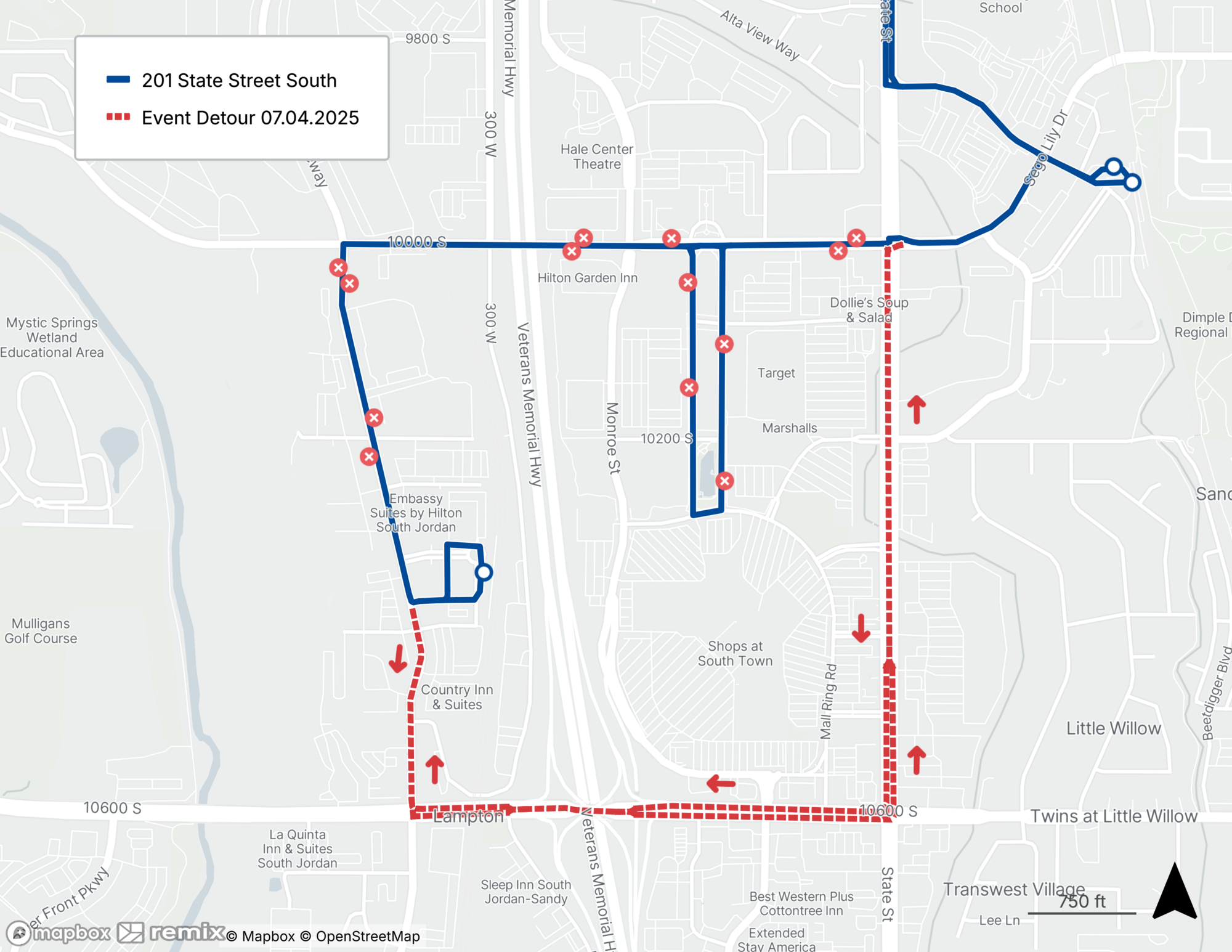 Route 201 Detour Map 7/4/25