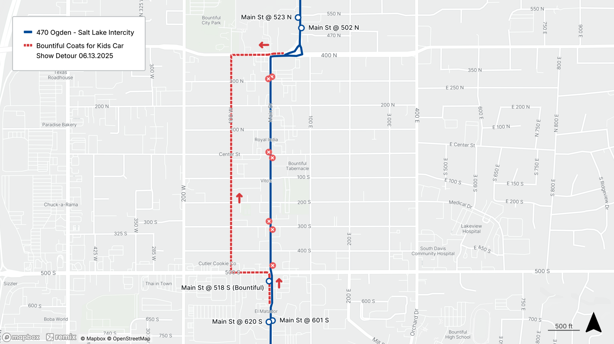 Route 470 Detour Map 06.13.2025