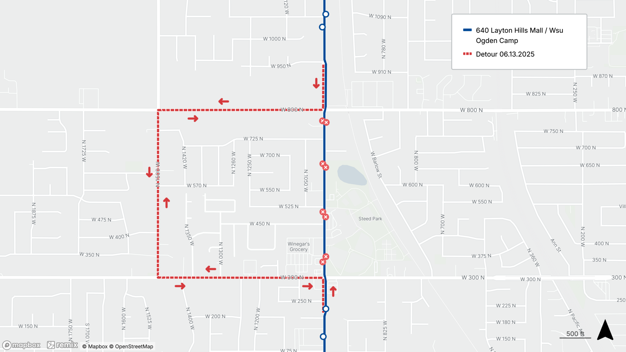 Route 640 Detour Map 06.13.2025