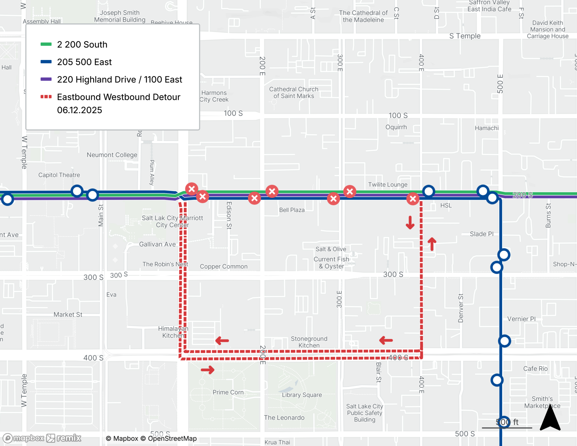 Route 2/205/220 Detour Map 6/12/25