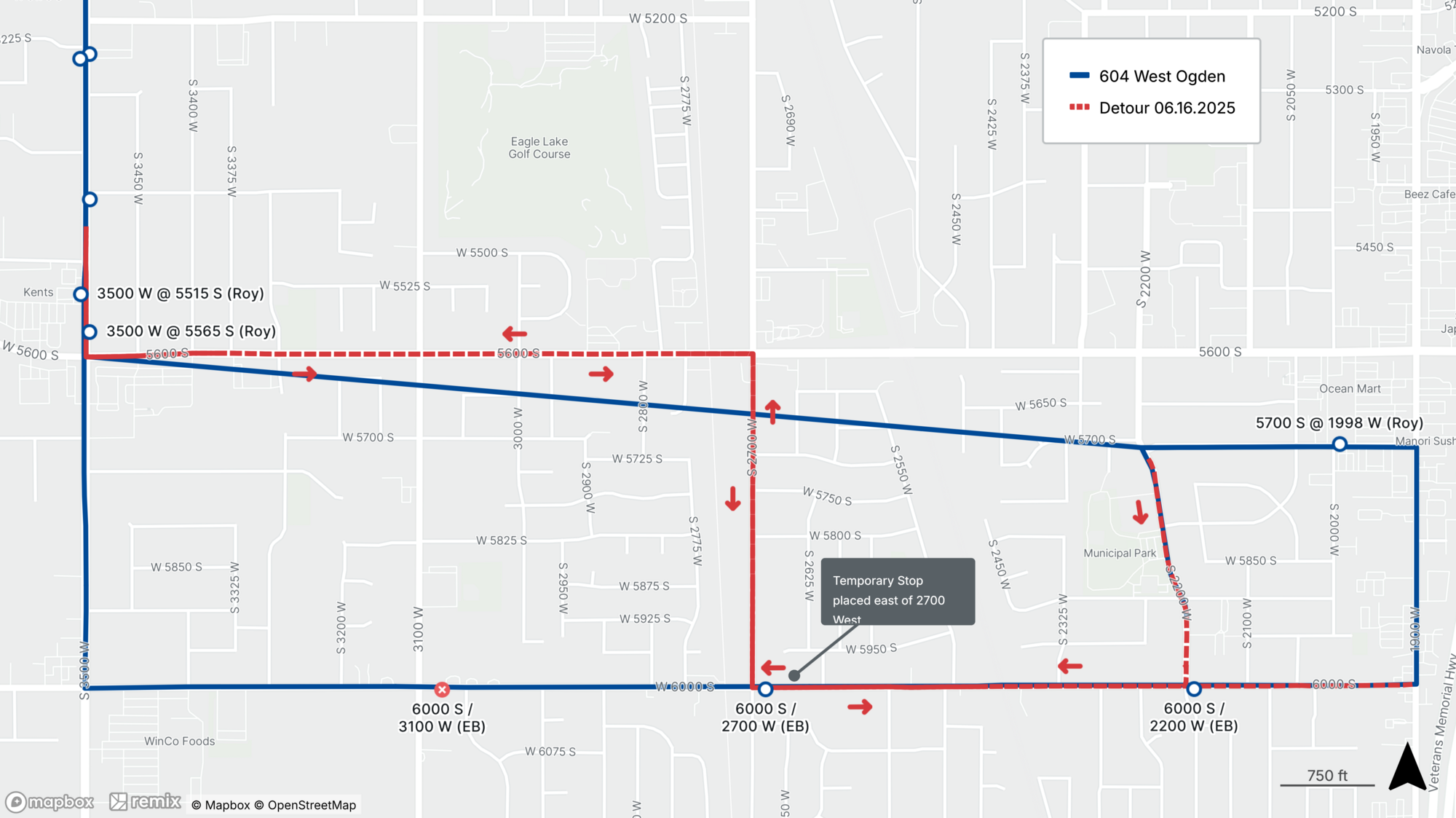 Route 604 Detour Map 06.16.2025