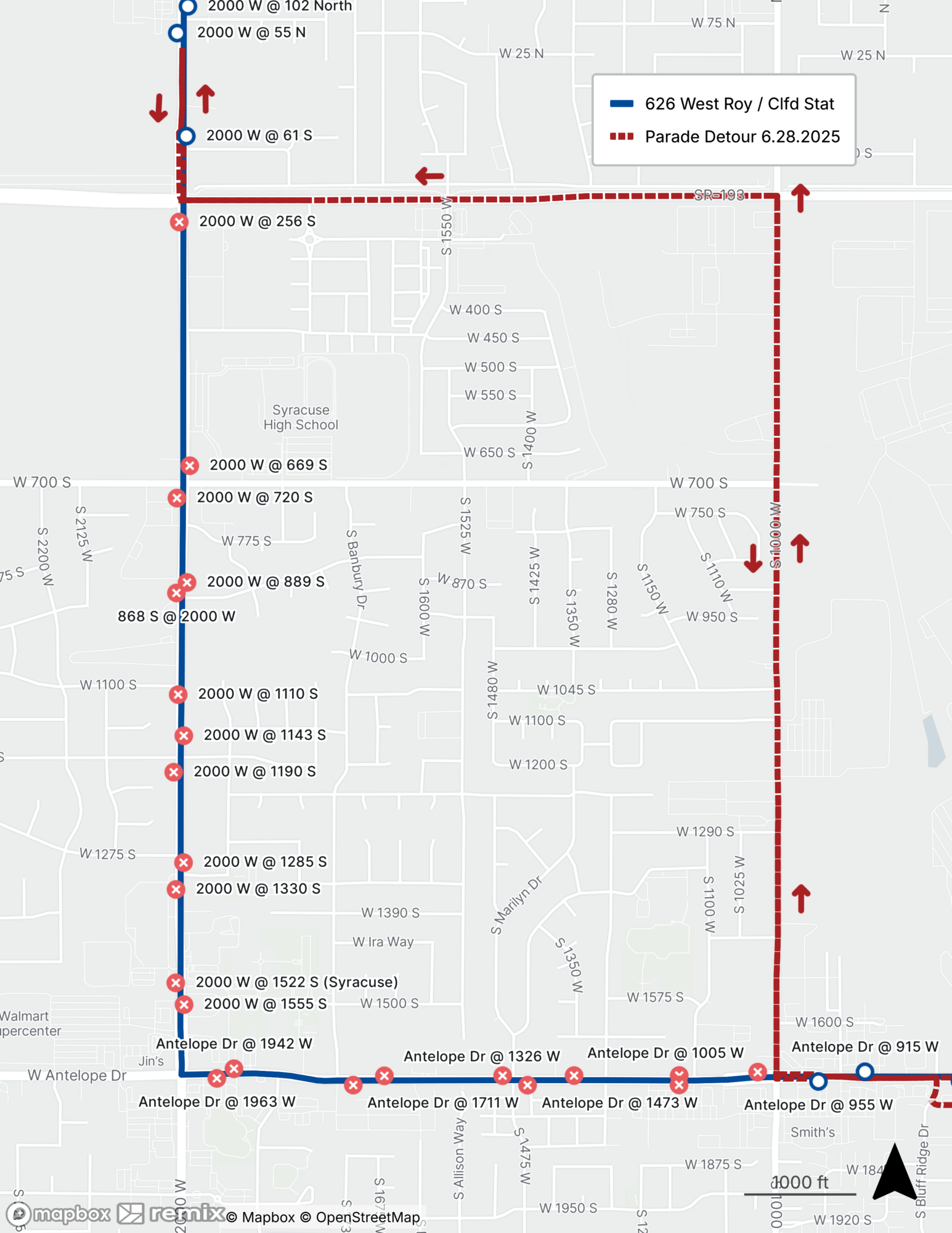 Route 626 Parade Detour 