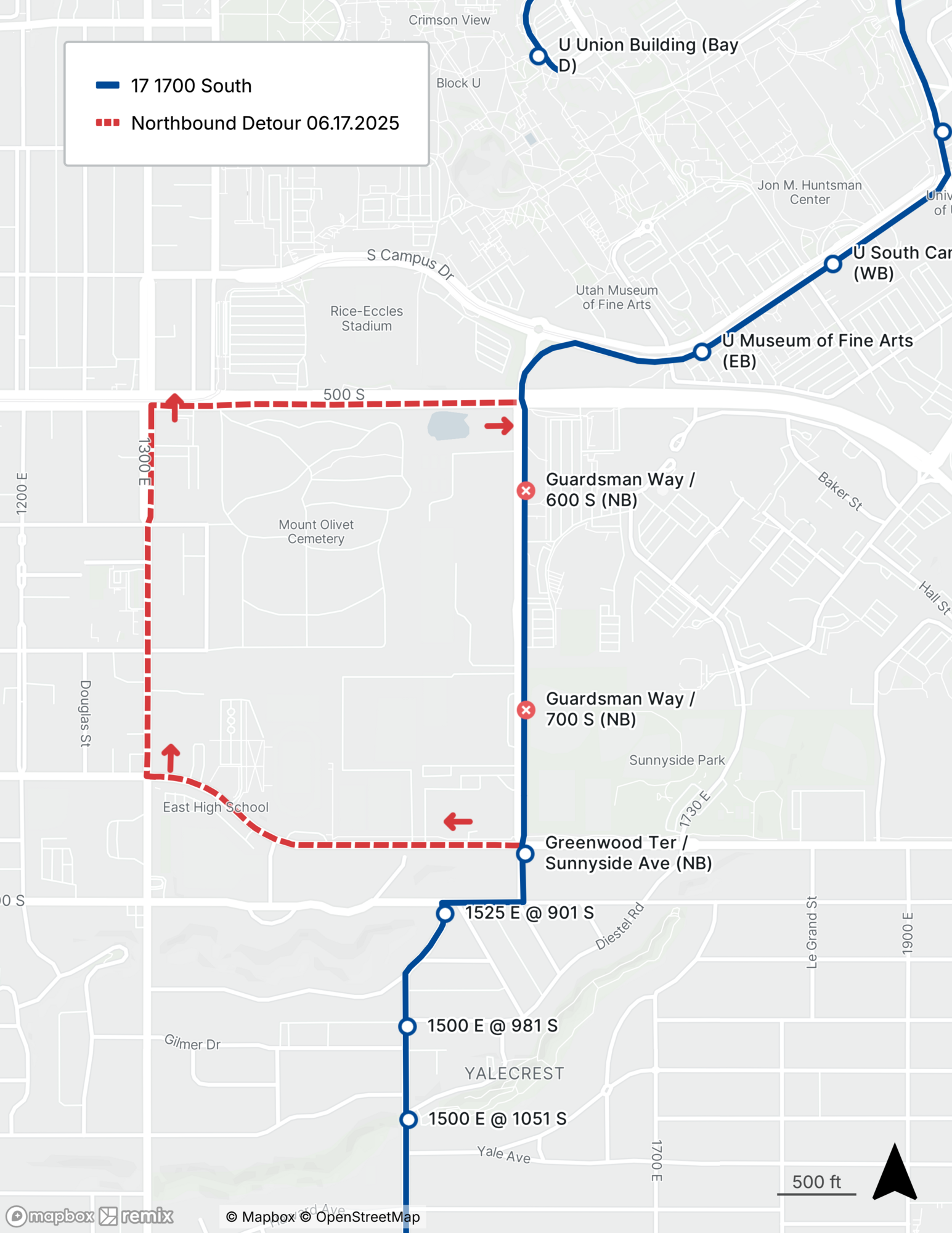 Route 17 Detour Map 6/17/25