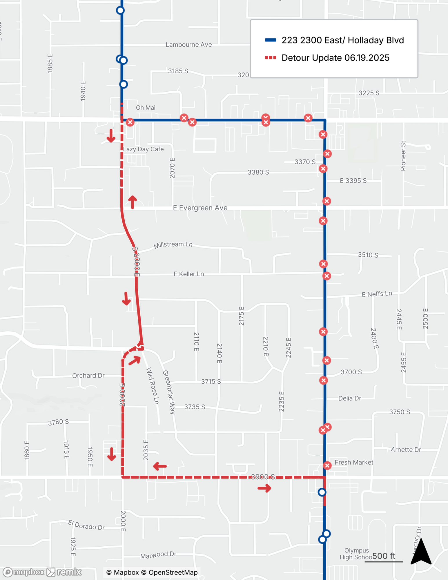 Route 223 Detour Map 6/19/25