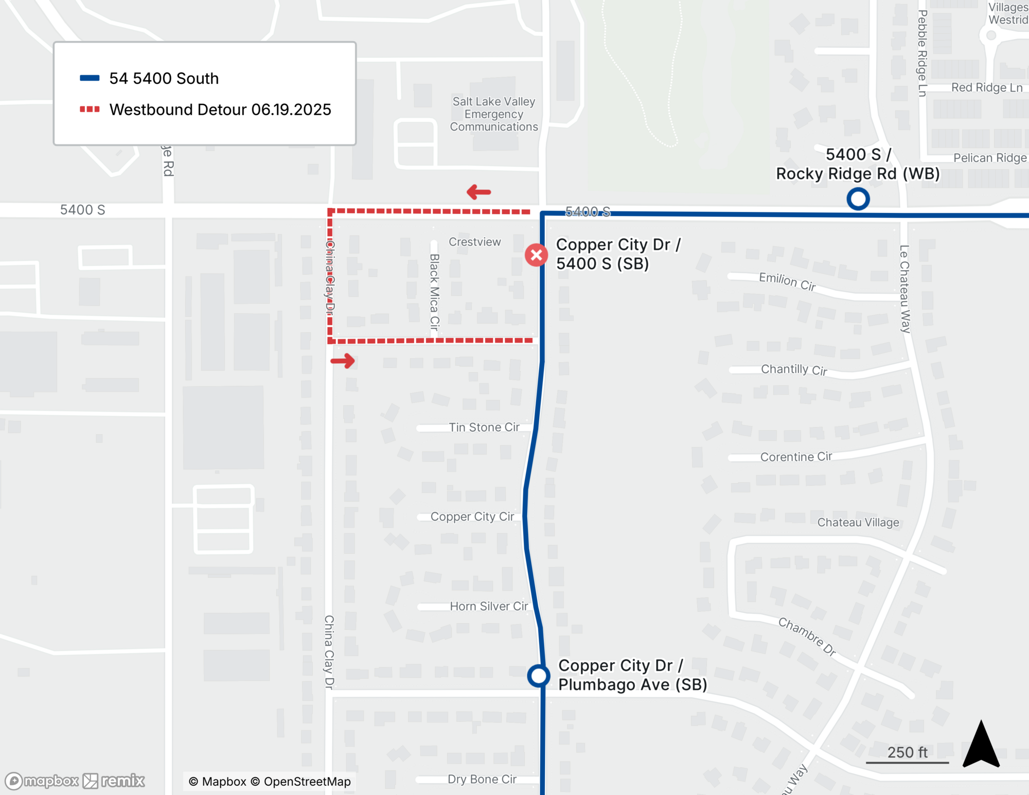 Route 54 Detour Map 6/19/25