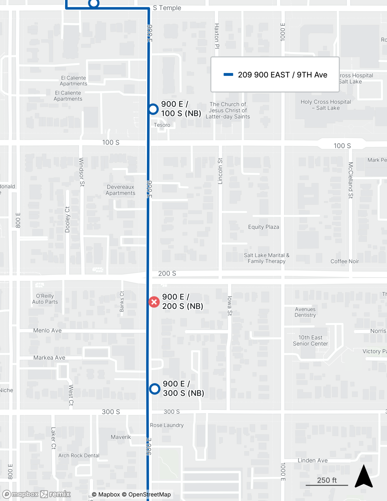 Route 209 Stop Closure Map 6/24/25