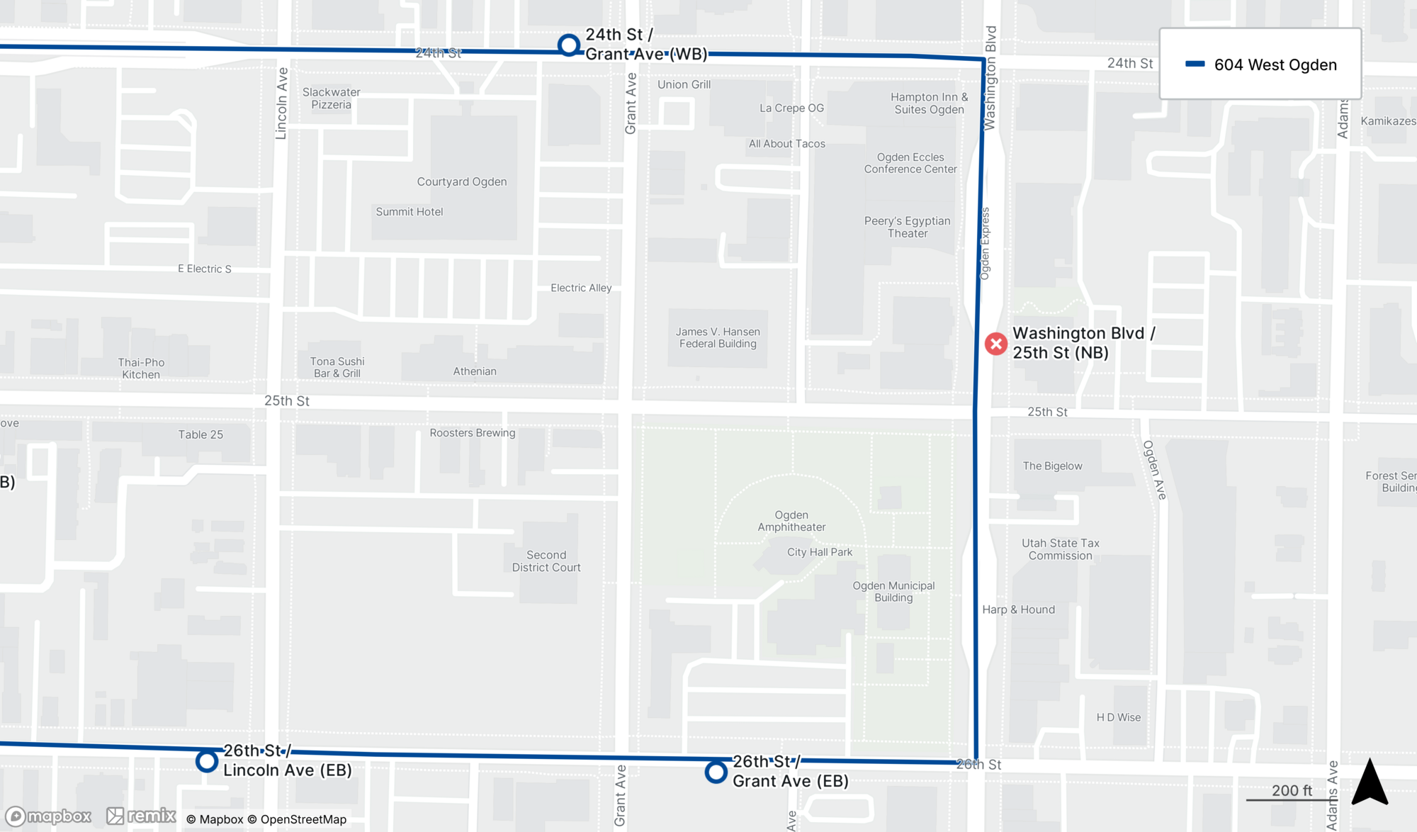 Route 604 Temporary Stop Closure Map