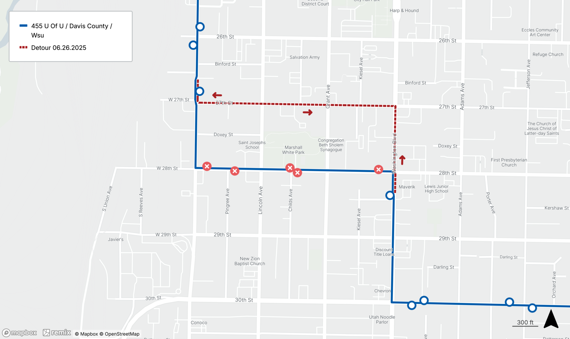 Route 455 Detour Map 06.26.2025