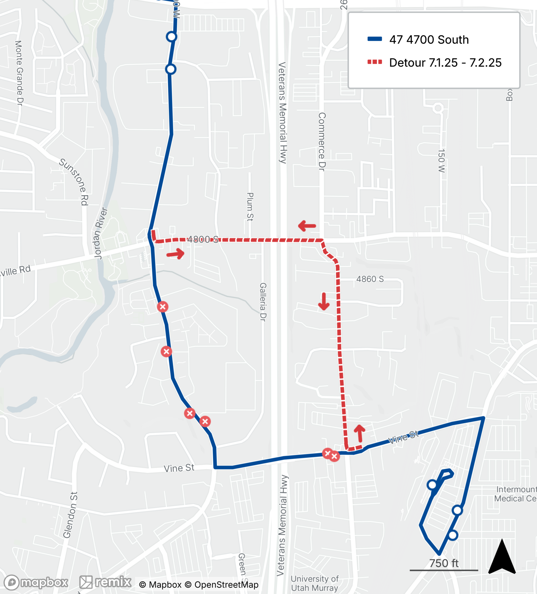 Route 47 Detour Map
