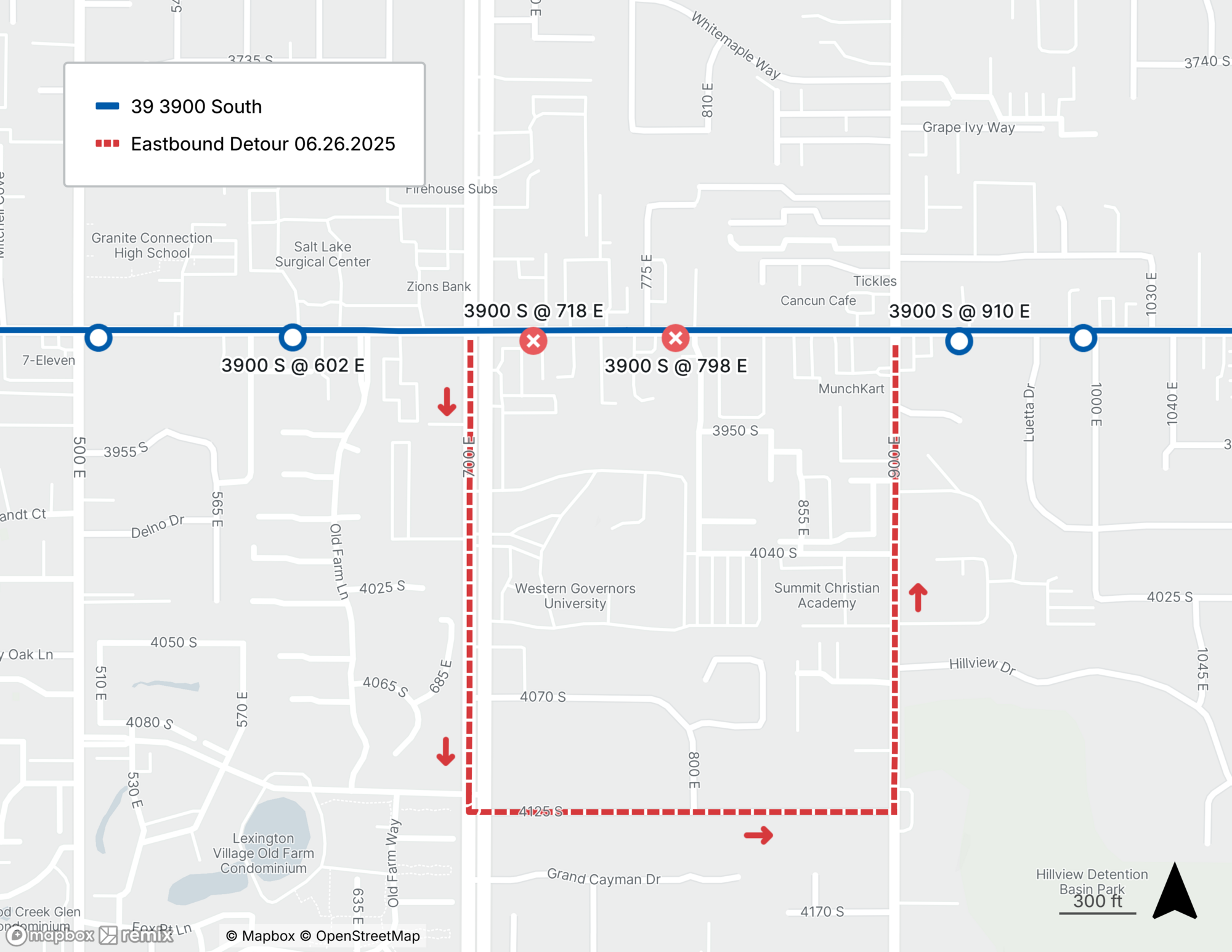 Route 39 Detour Map 6/26/25