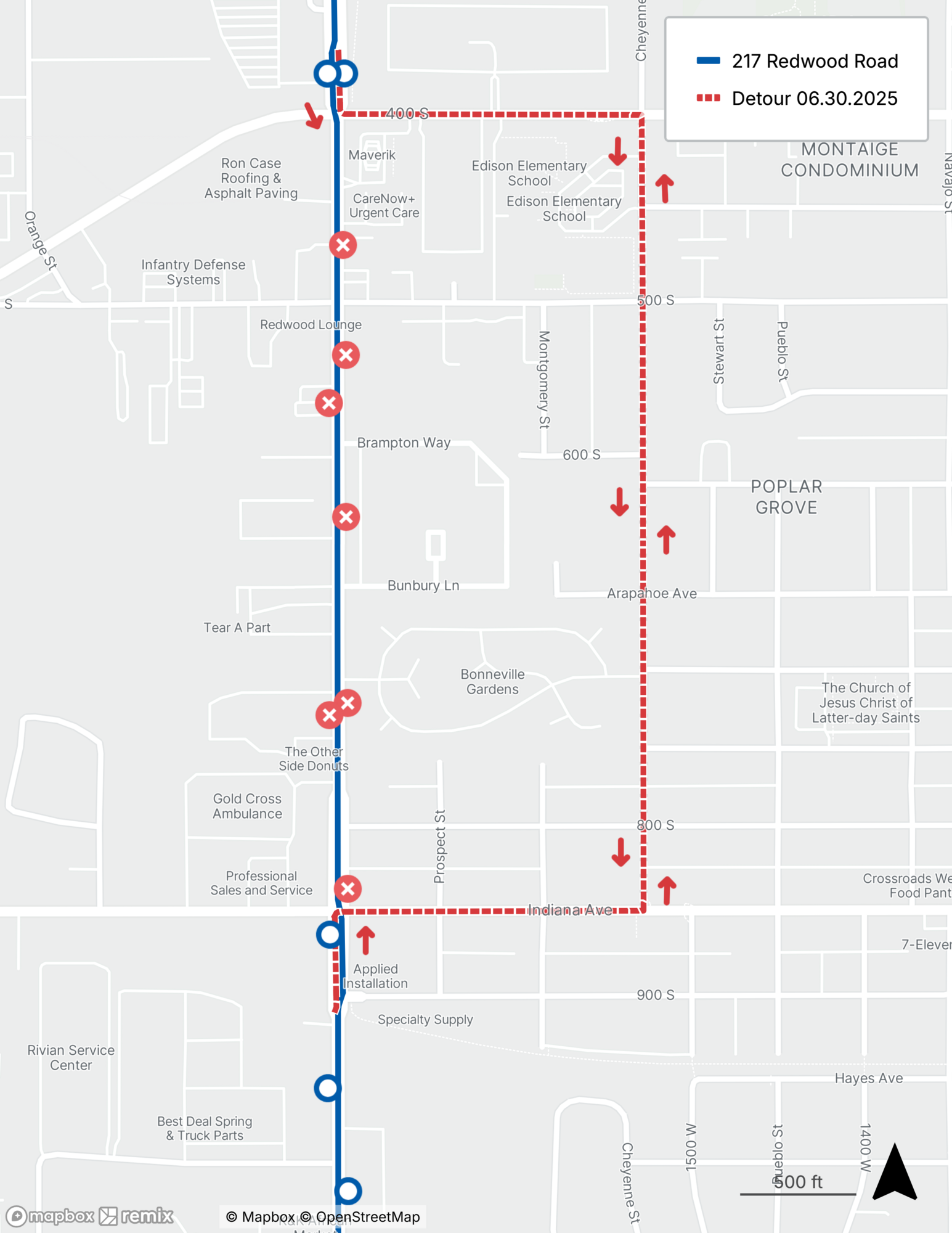 Route 217 Detour Map
