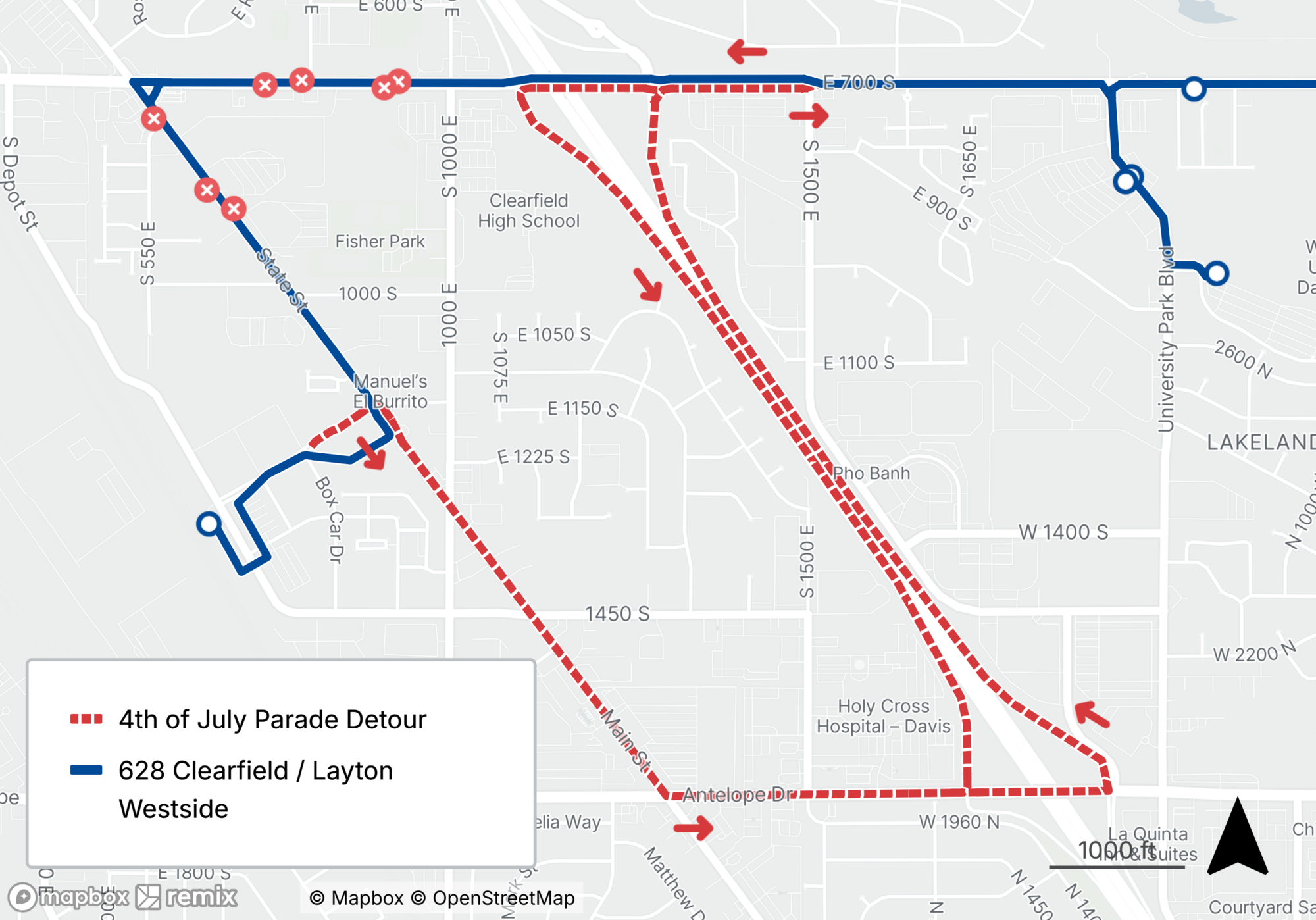 Route 628 Detour Map