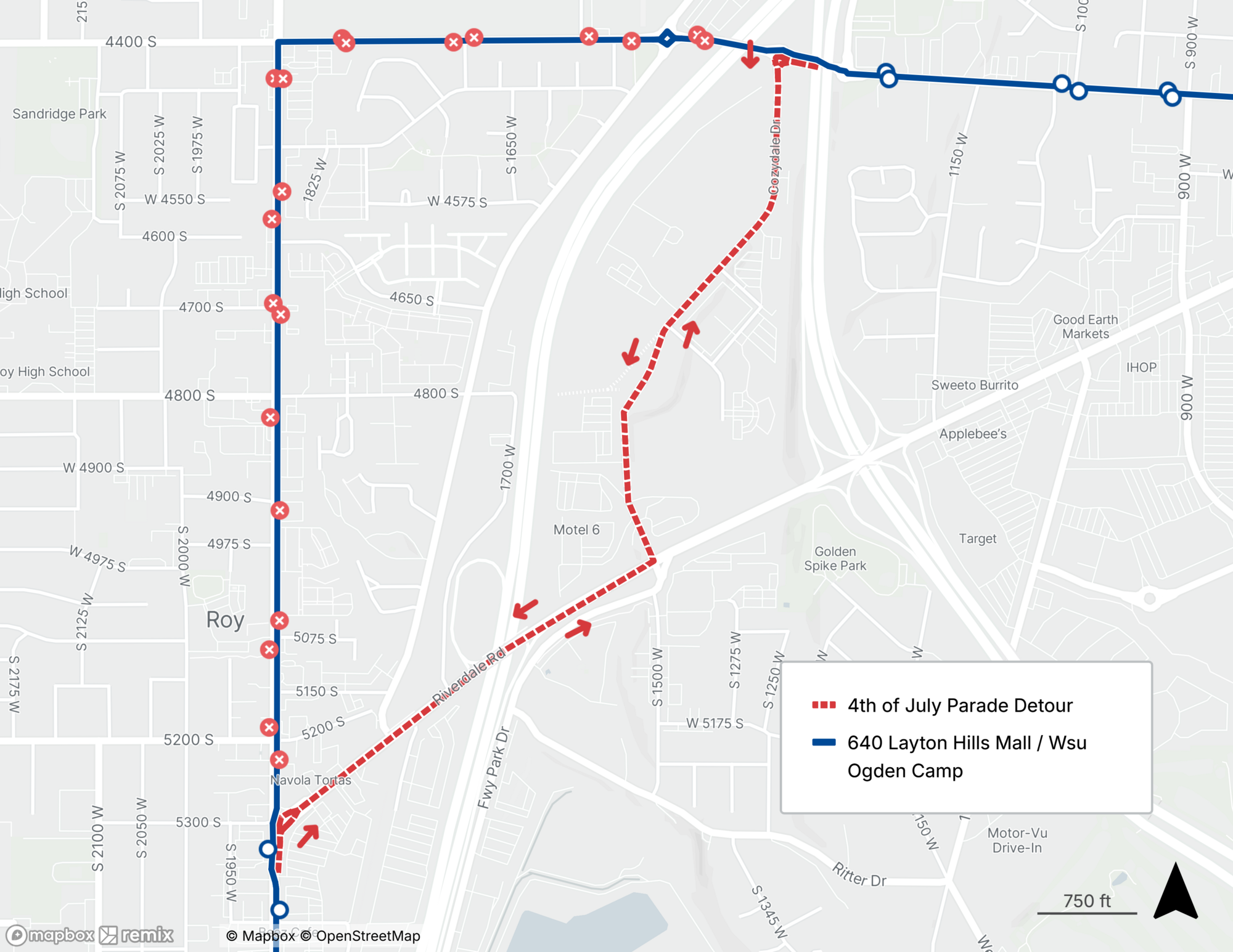Route 640 Parade Detour Map