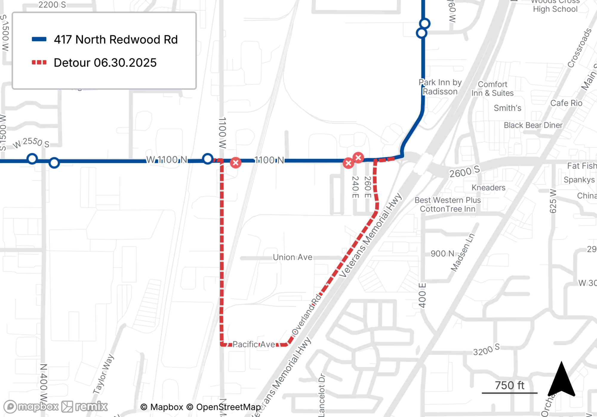 Route 417 Detour Map