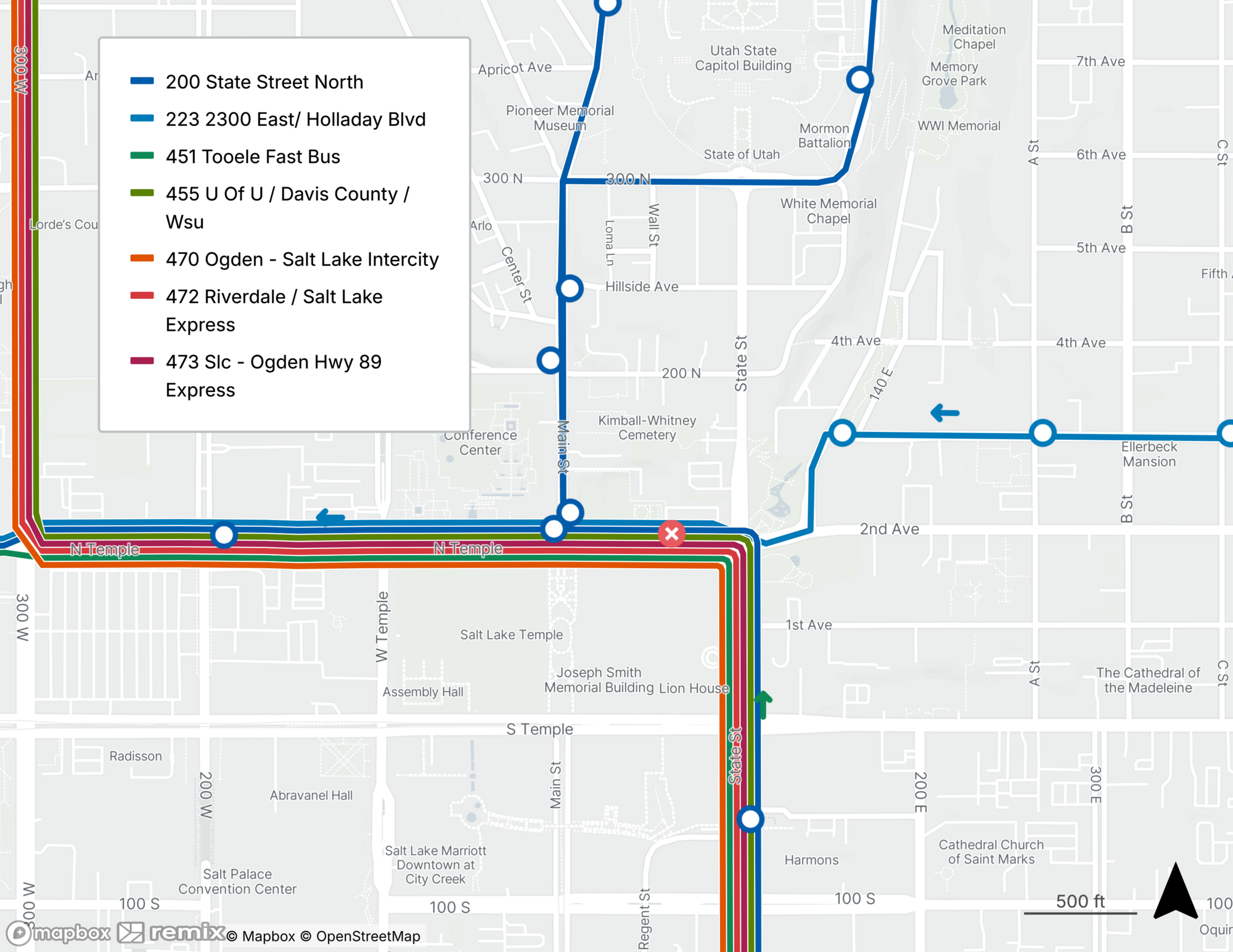 Route 200, 223, 451, 455, 470, 472, 473 Stop Closure Map 6/30/25
