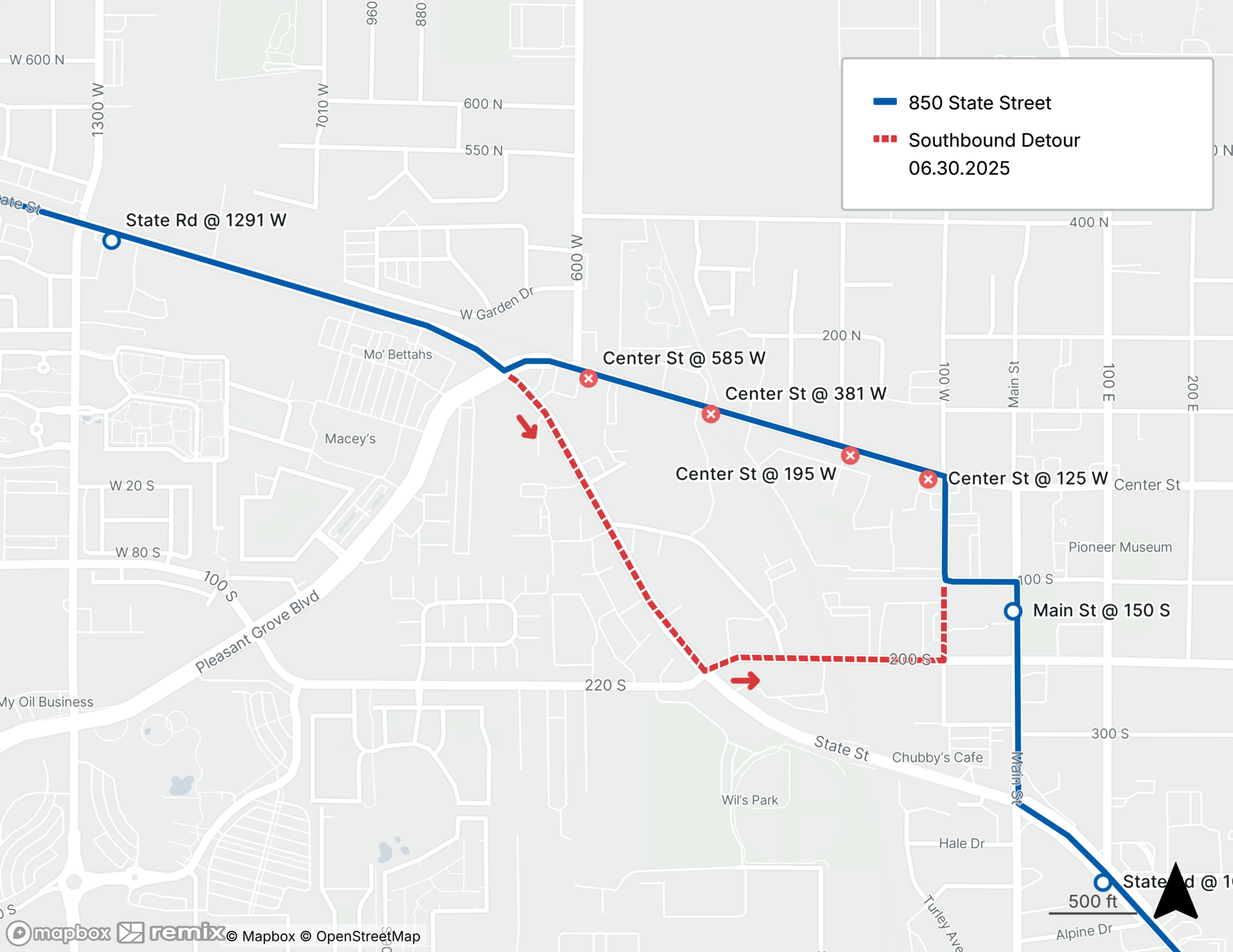 Route 850 Detour Map 6/30/25