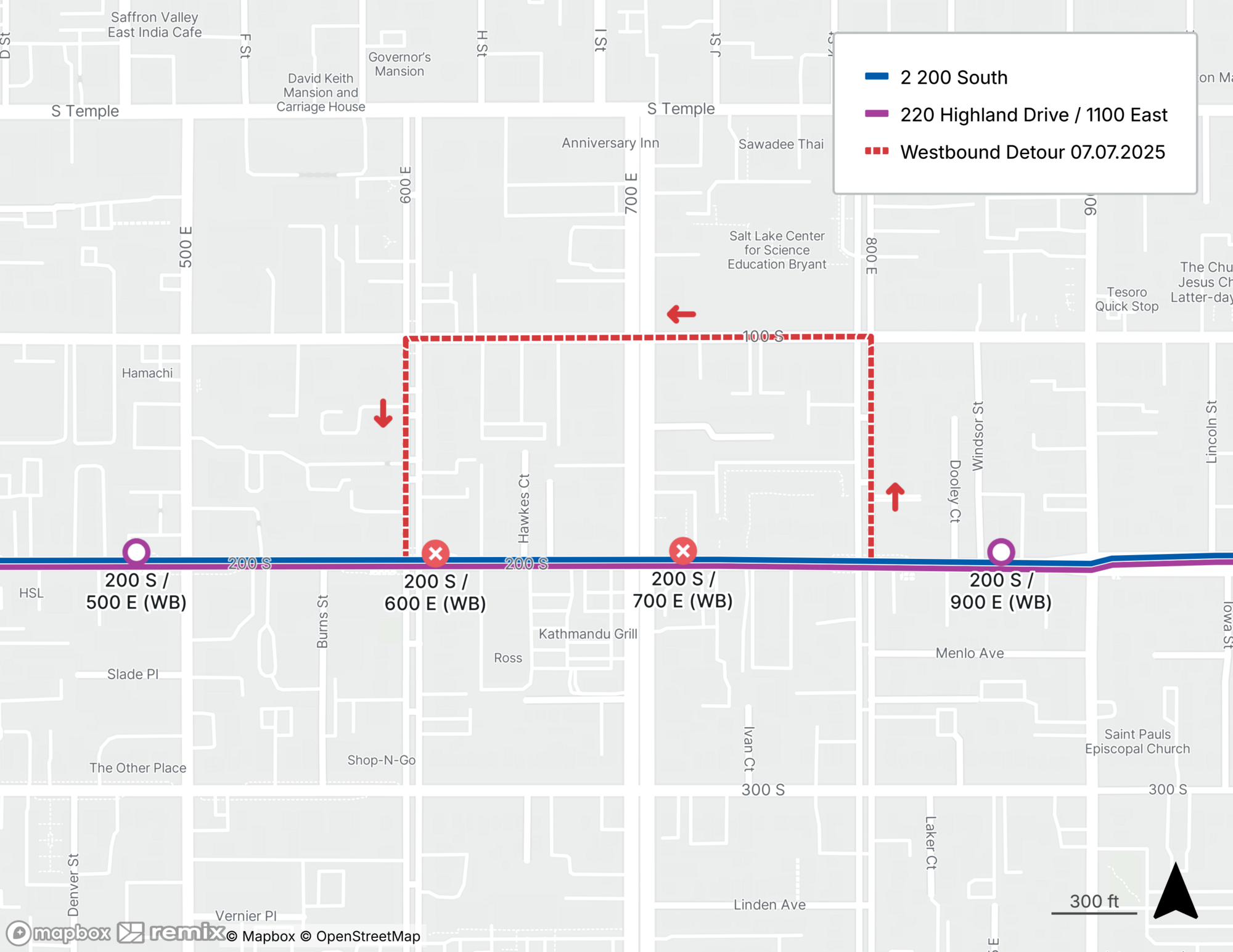 Route 2/220 Detour Map 7/7/25