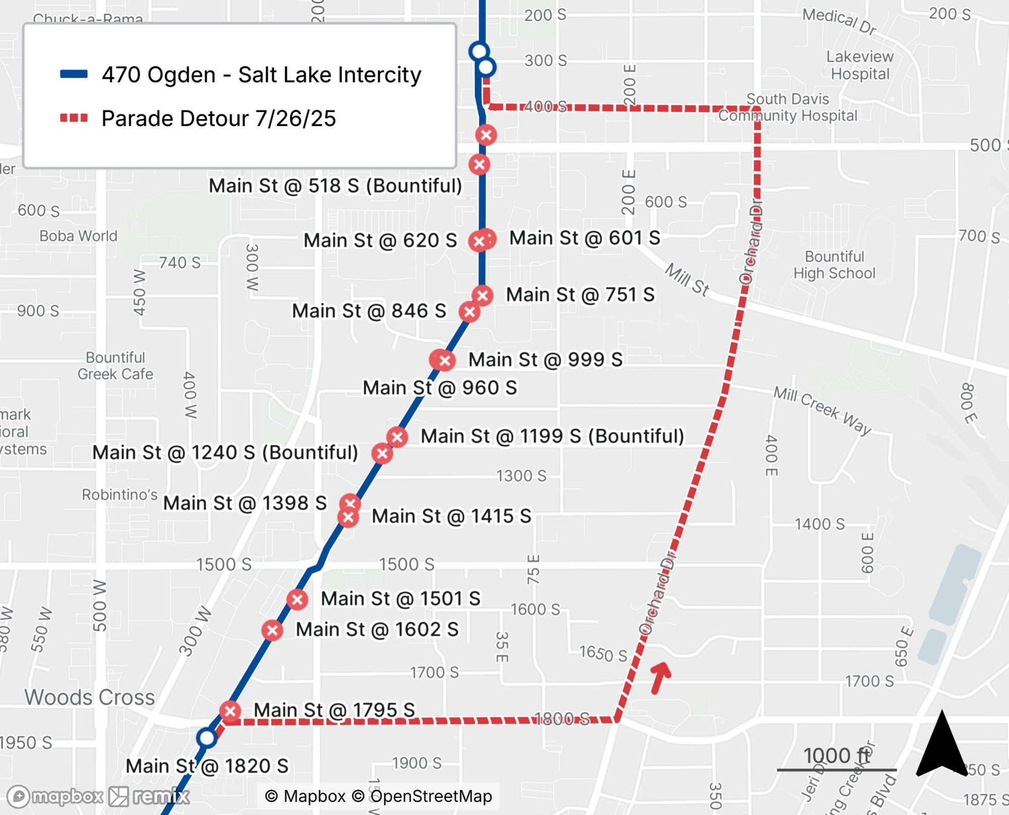 Route 470 Detour Map July 26th, 2025