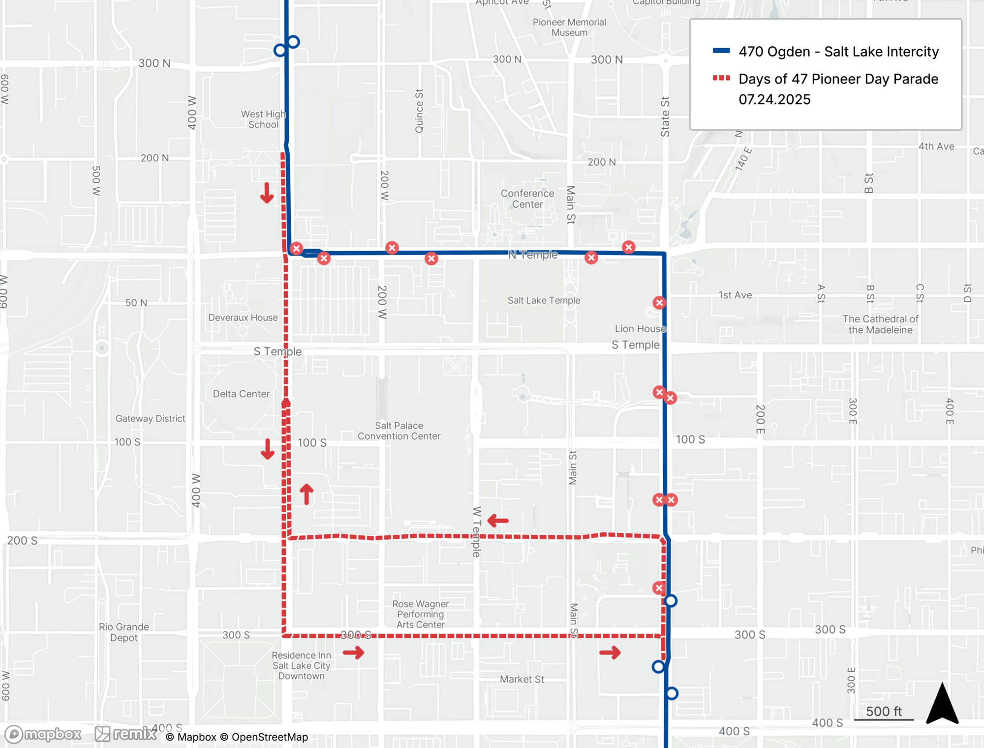 Route 470 Detour Map