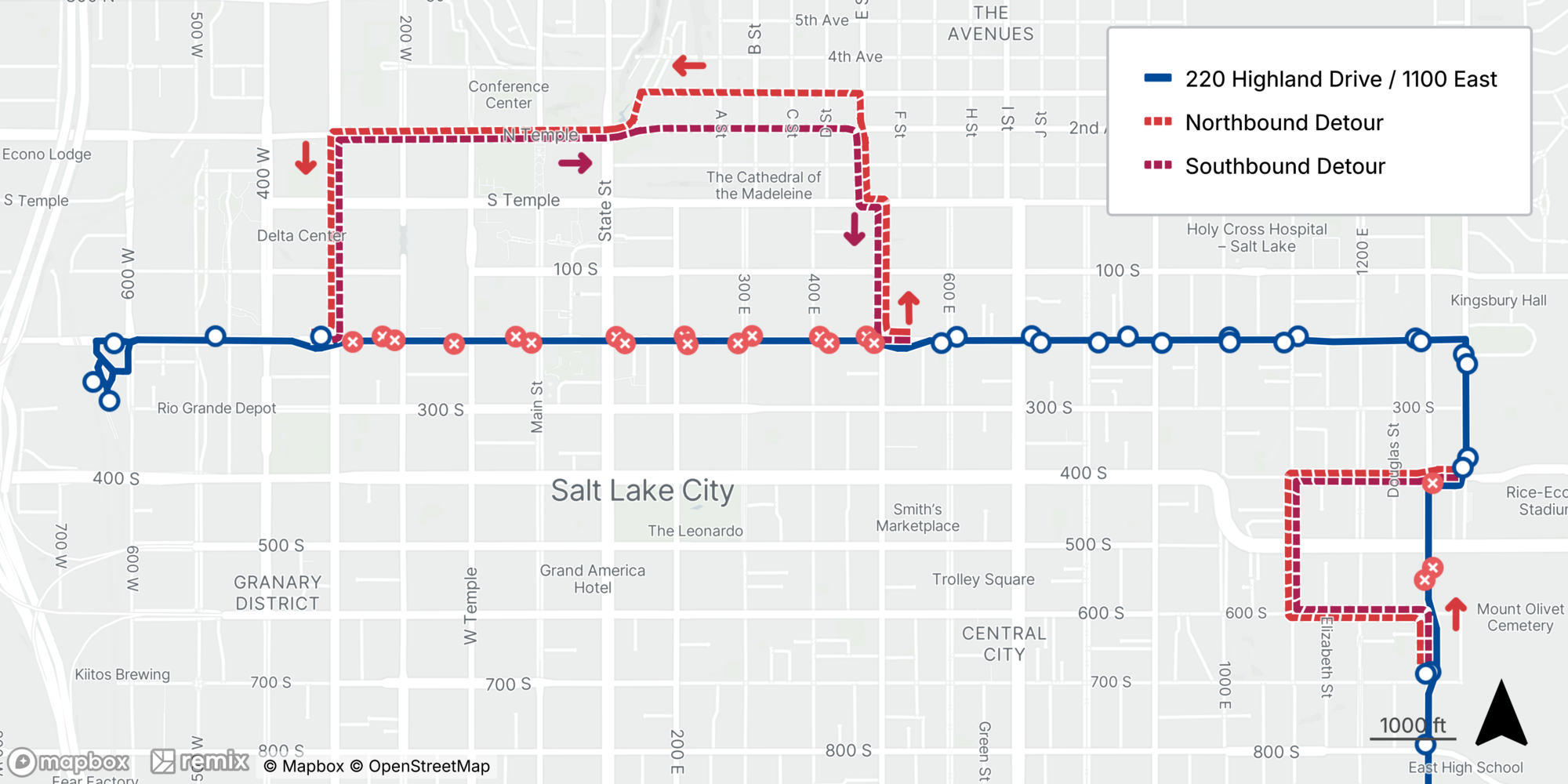 Route 220 Detour Map