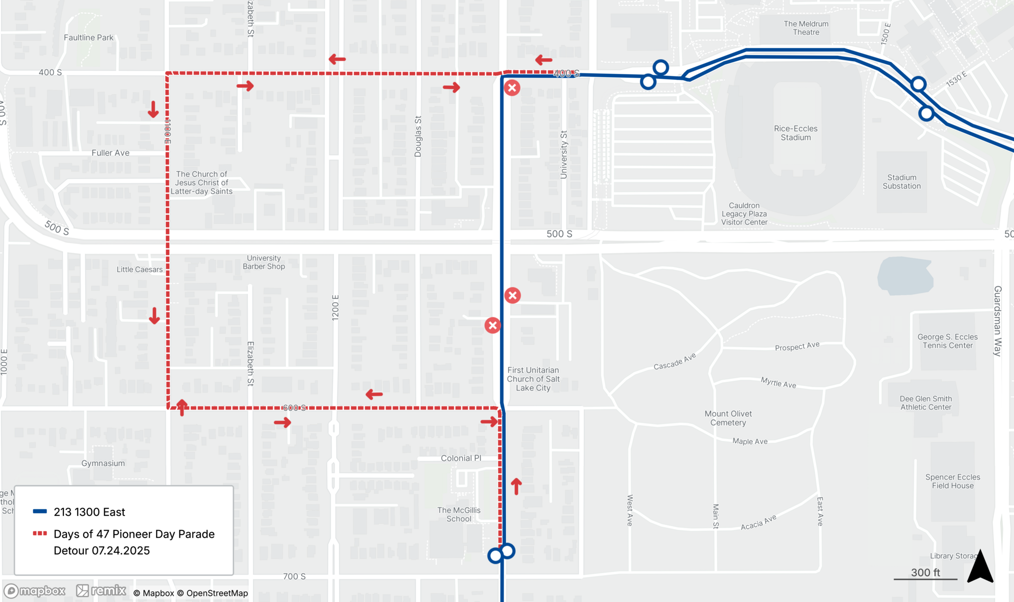 Route 213 Detour Map