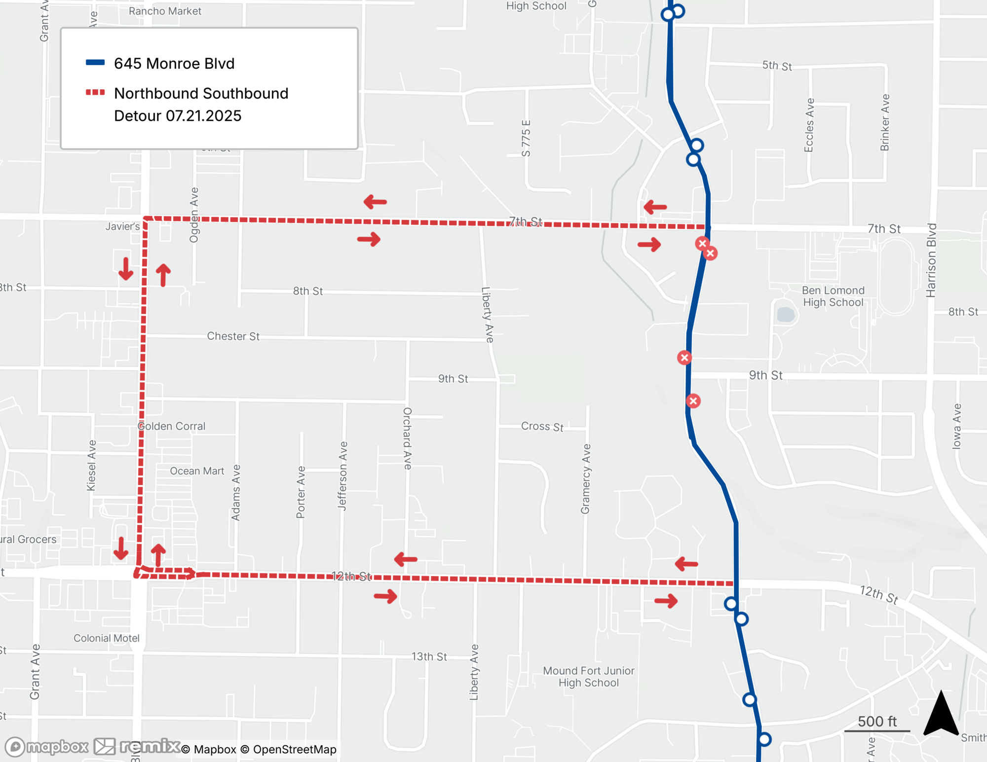 Route 645 Detour Map 7/21/25
