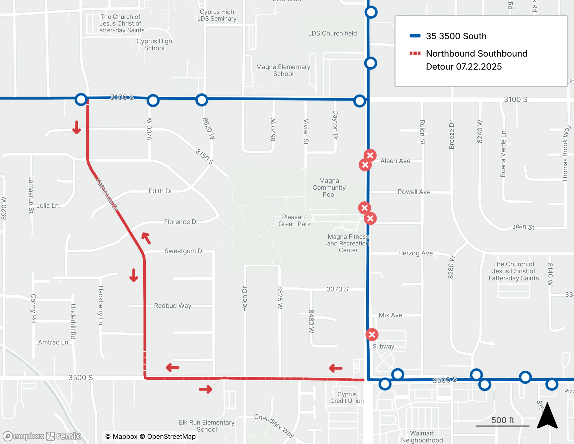 Route 35 Detour Map 7/22/25
