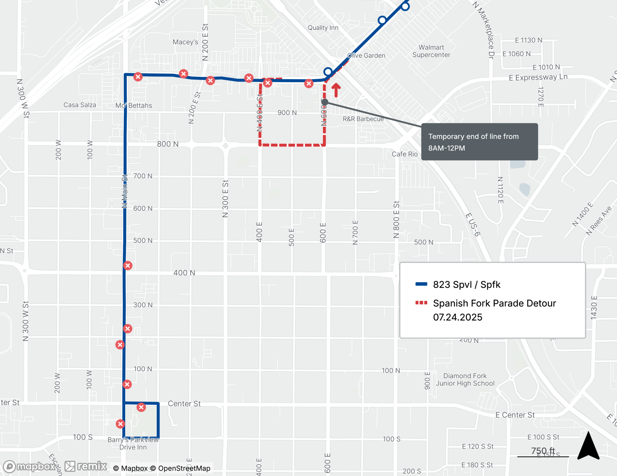 Route 823 Parade Detour