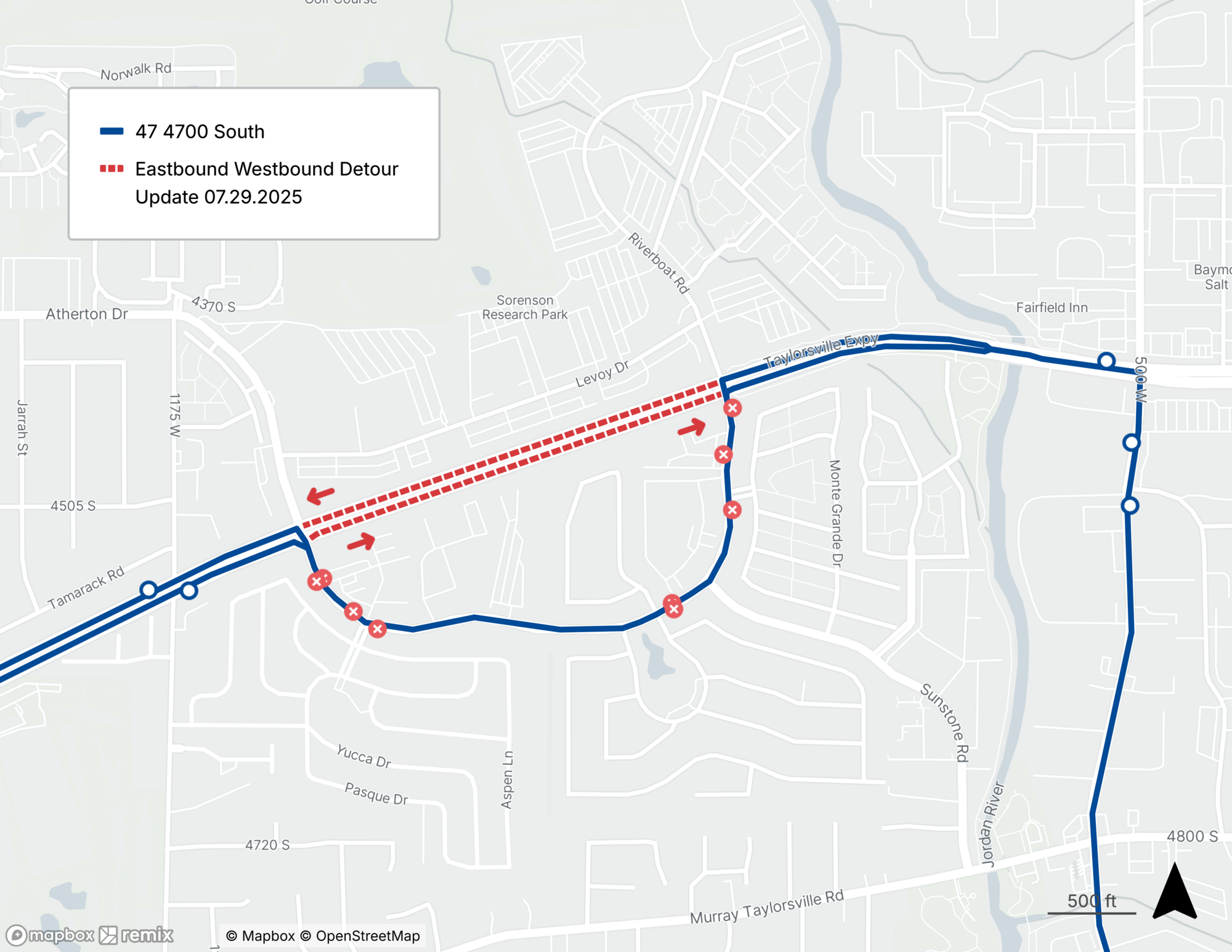 Route 47 Detour Map 7/29/25