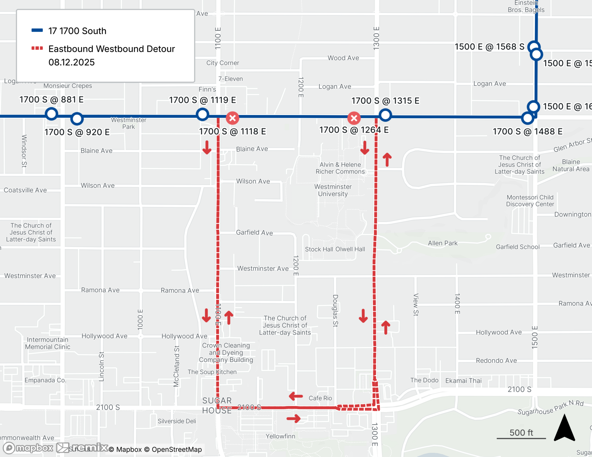 Route 17 Detour Map 8/12/25