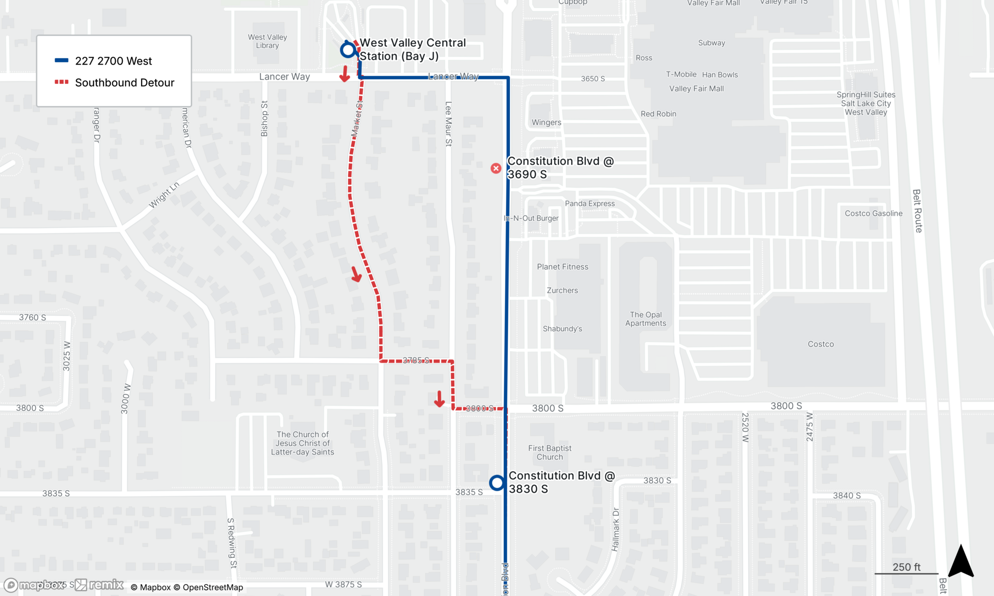 Route 227 Detour Map