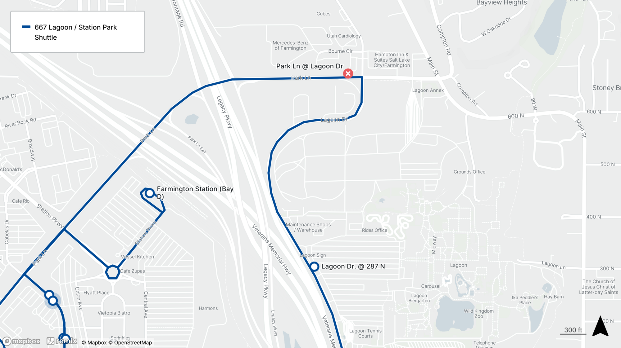 Route 667 Stop Closure Map