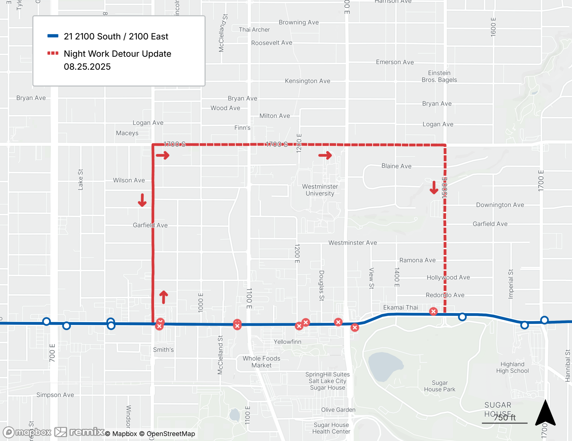 Route 21 Detour Map 8/25/25