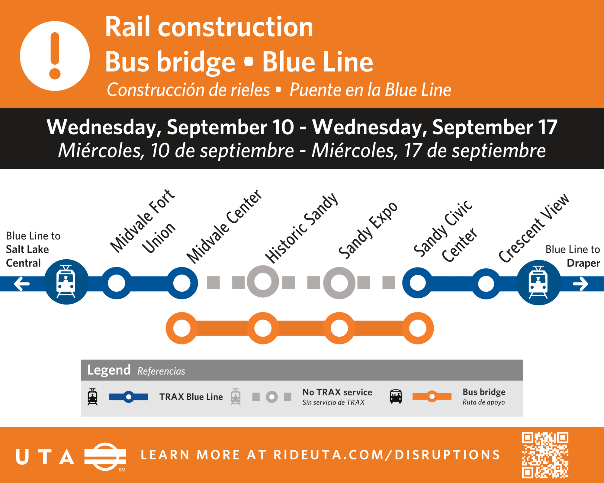 TRAX Bus Bridge Map