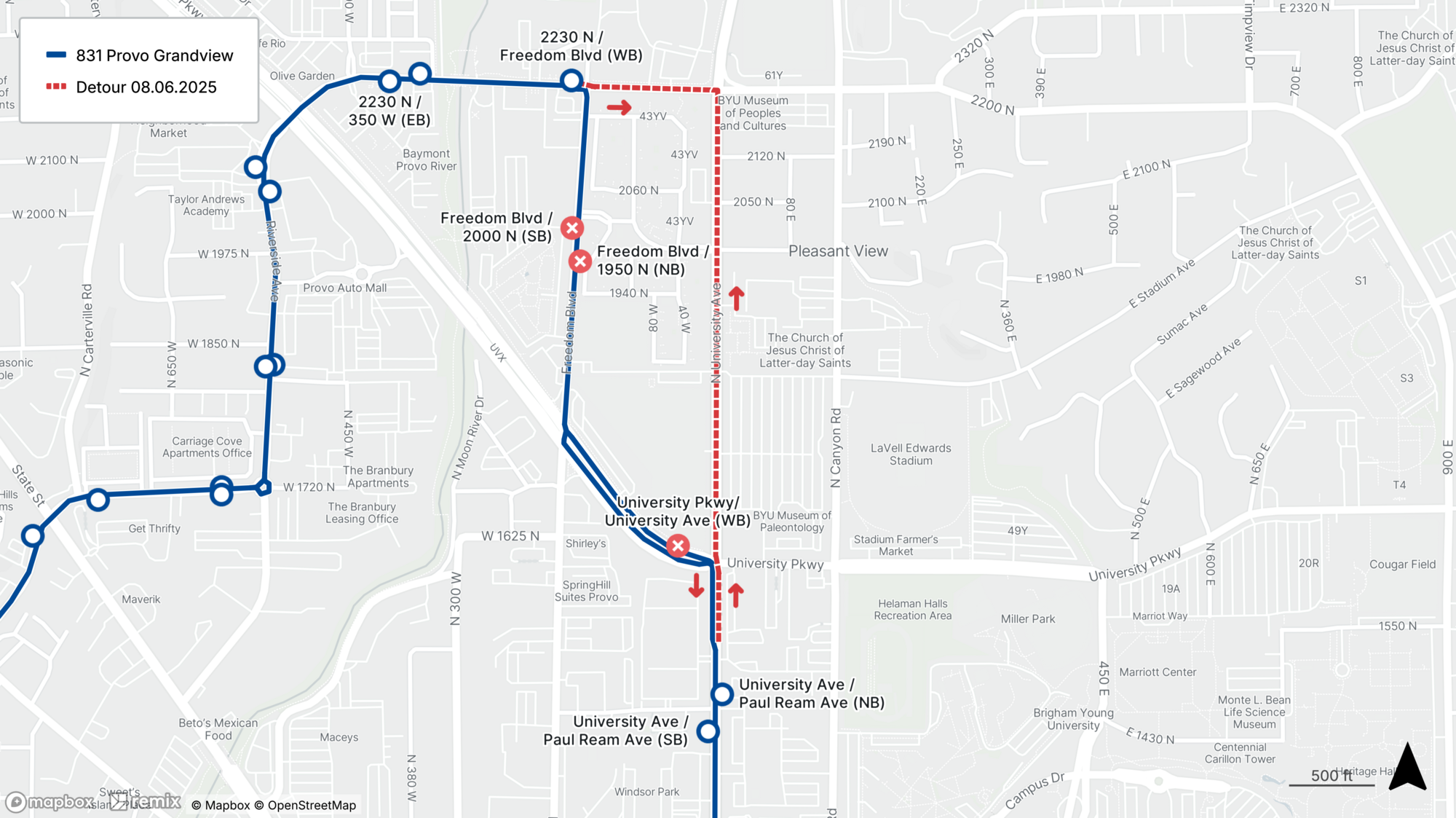 Route 831 Detour Map