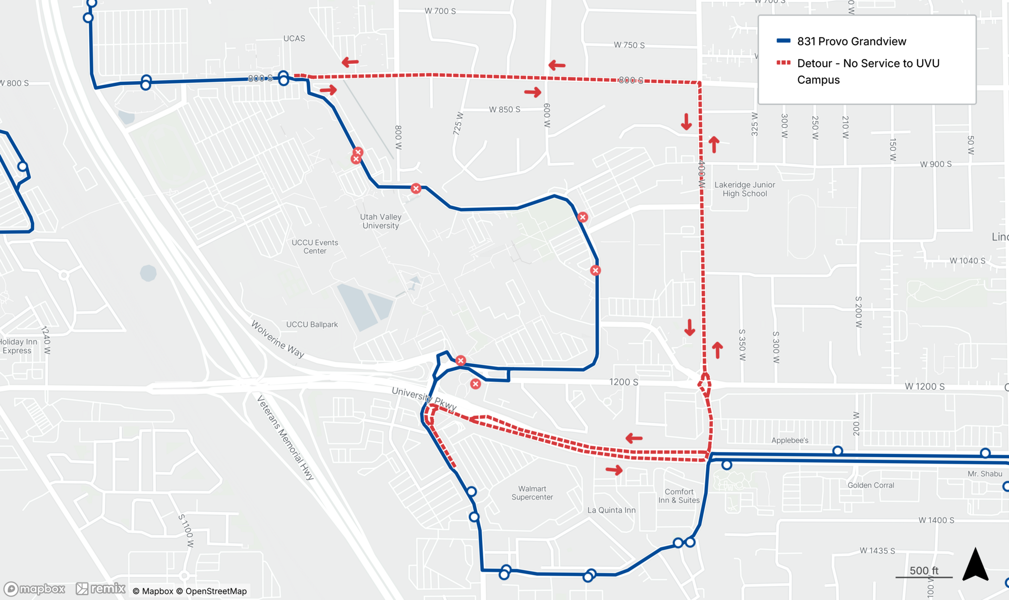Route 831 Detour Map