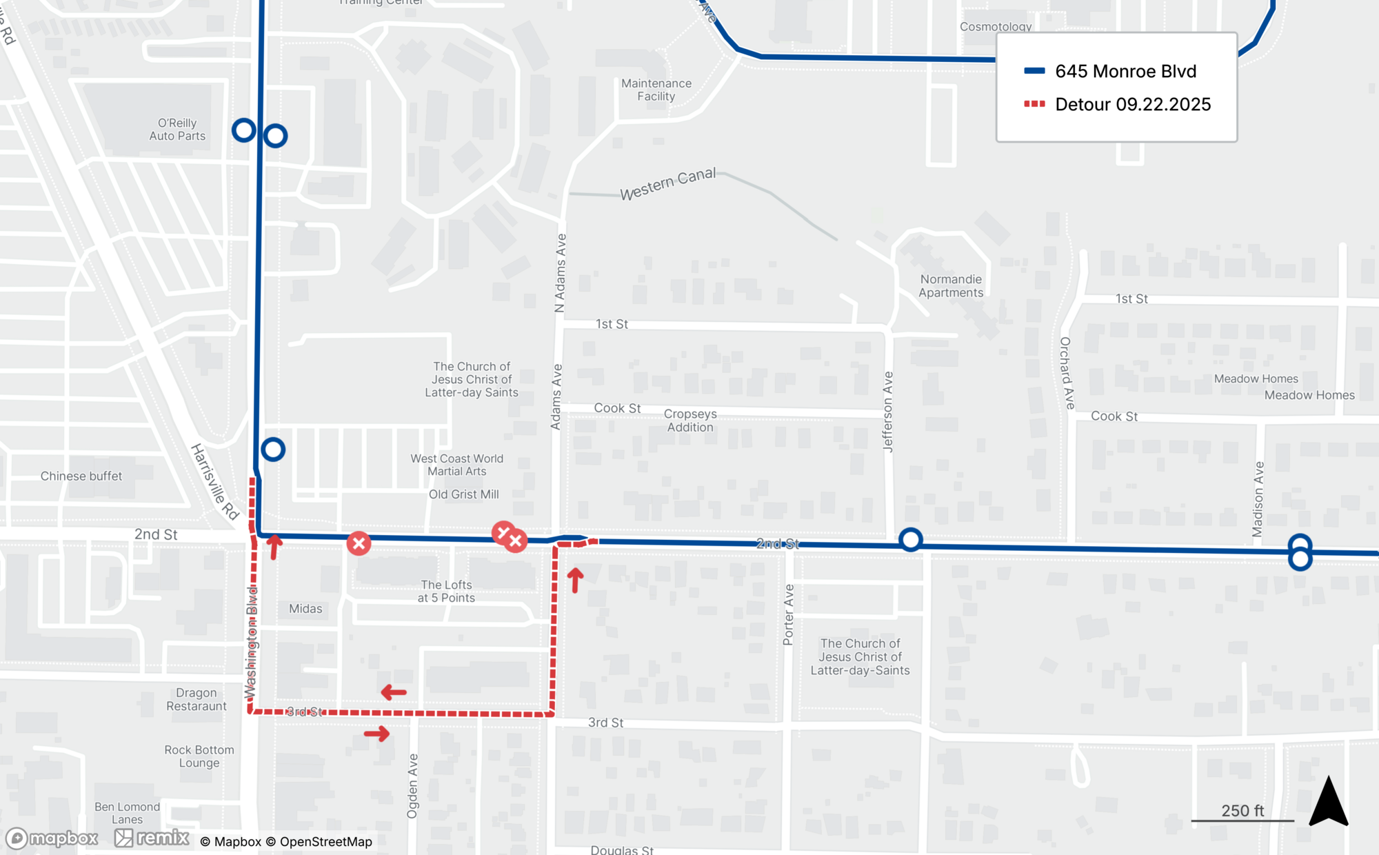 Route 645 Detour Map
