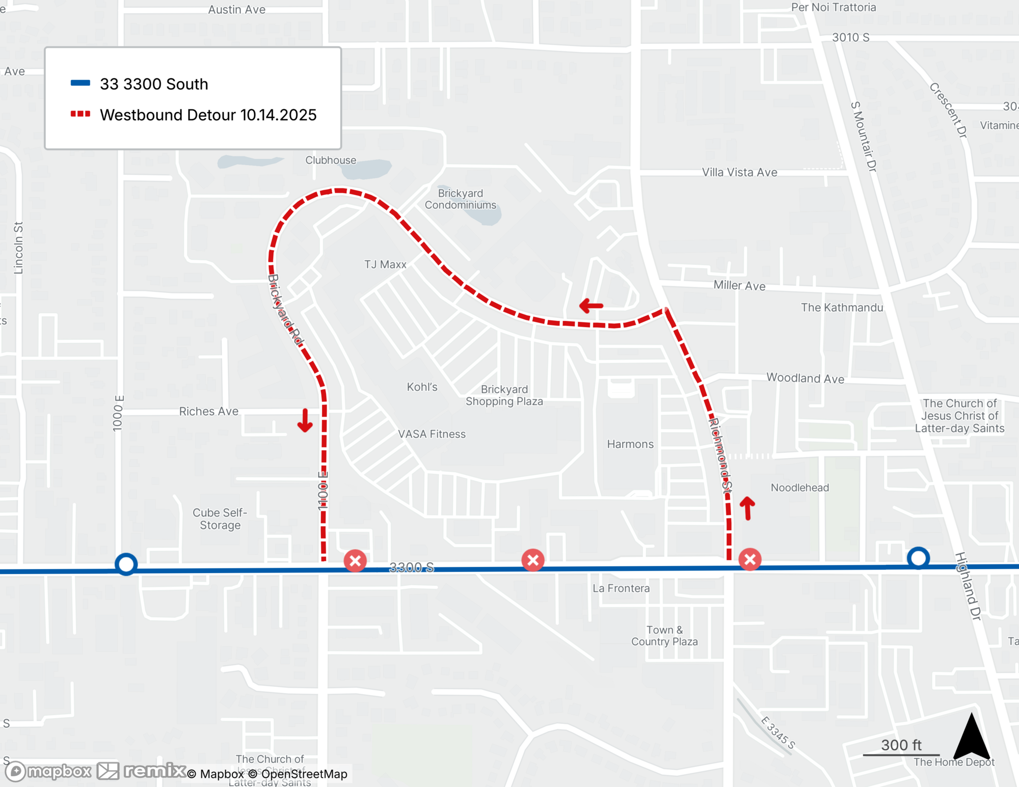 Route 33 Detour Update Map 10/14/25