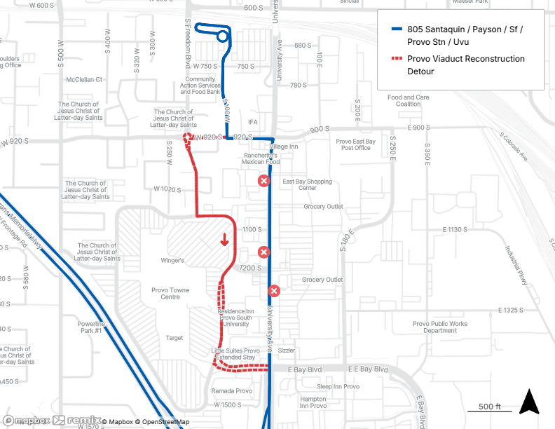 Route 805 Detour Map