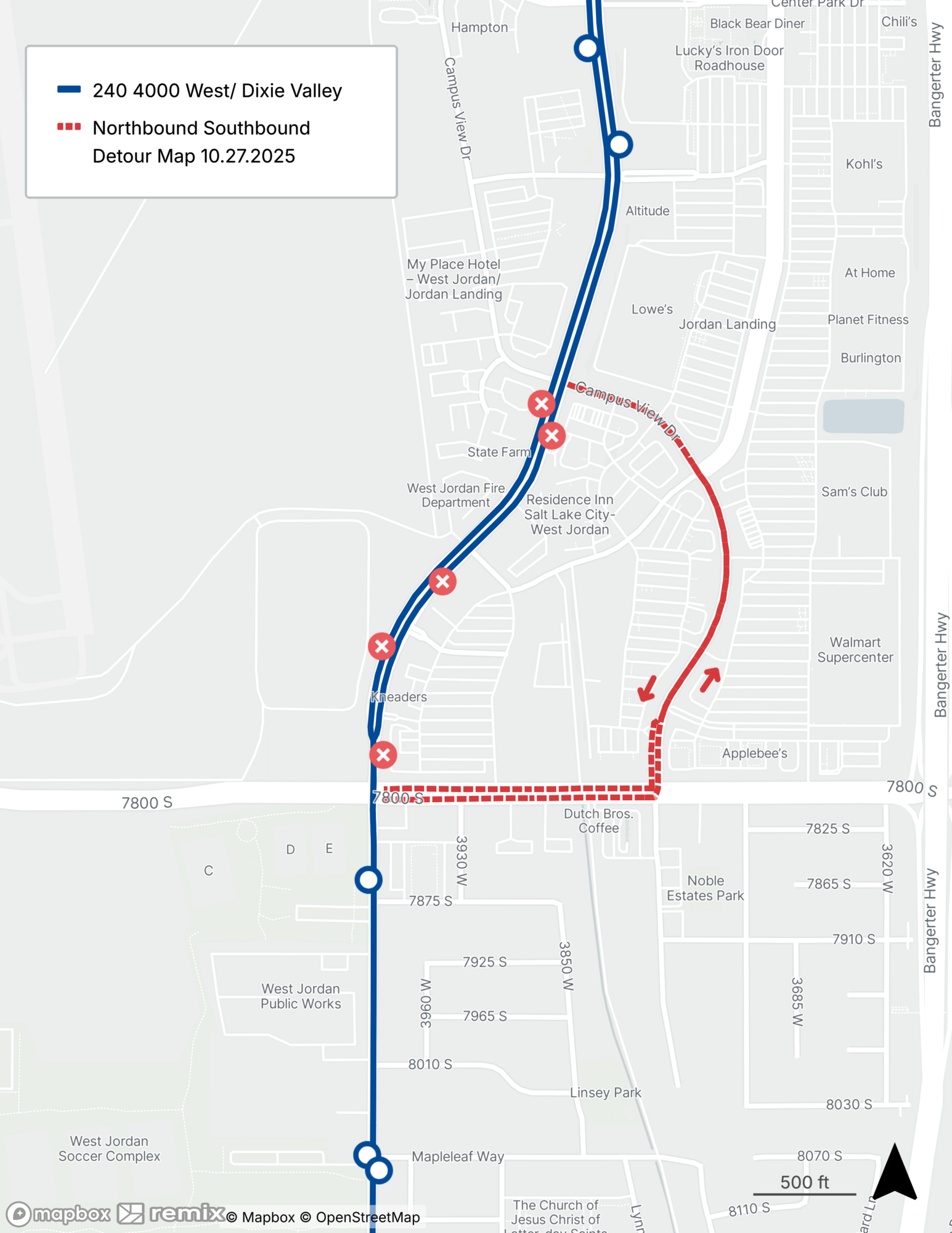 Route 240 Detour Map 10/27/25