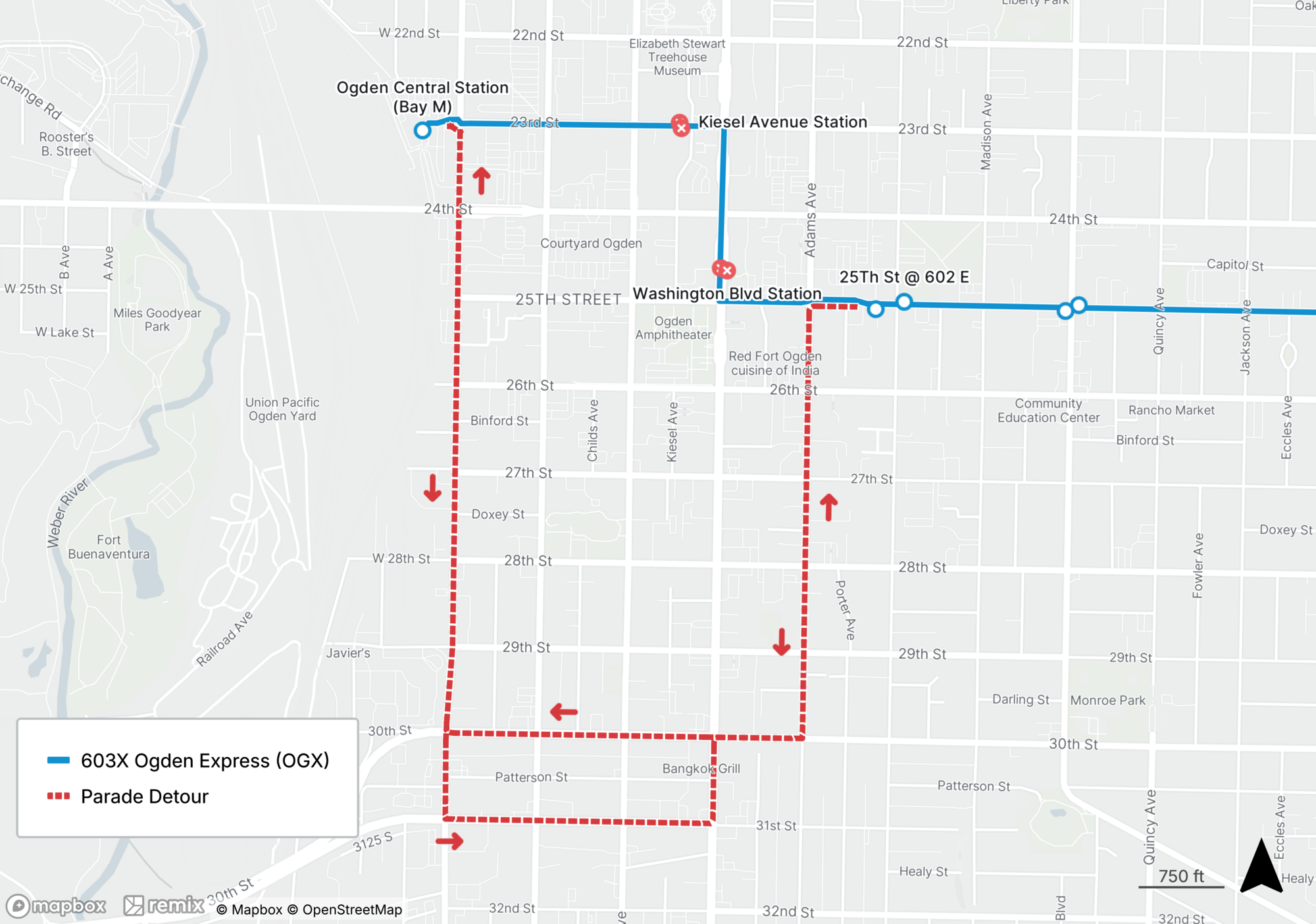 Route 603X Detour Map