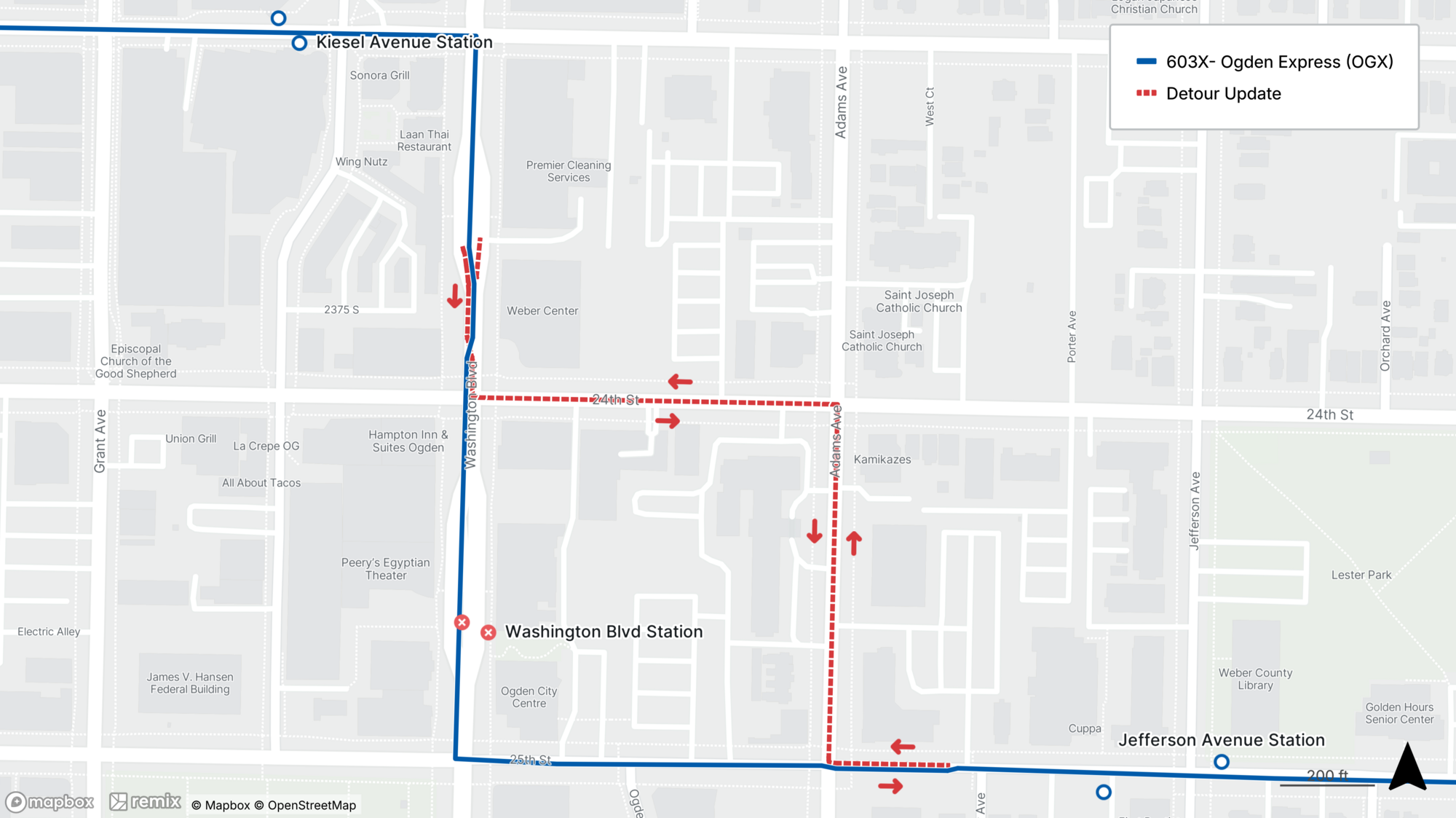 Route 603X Detour Map