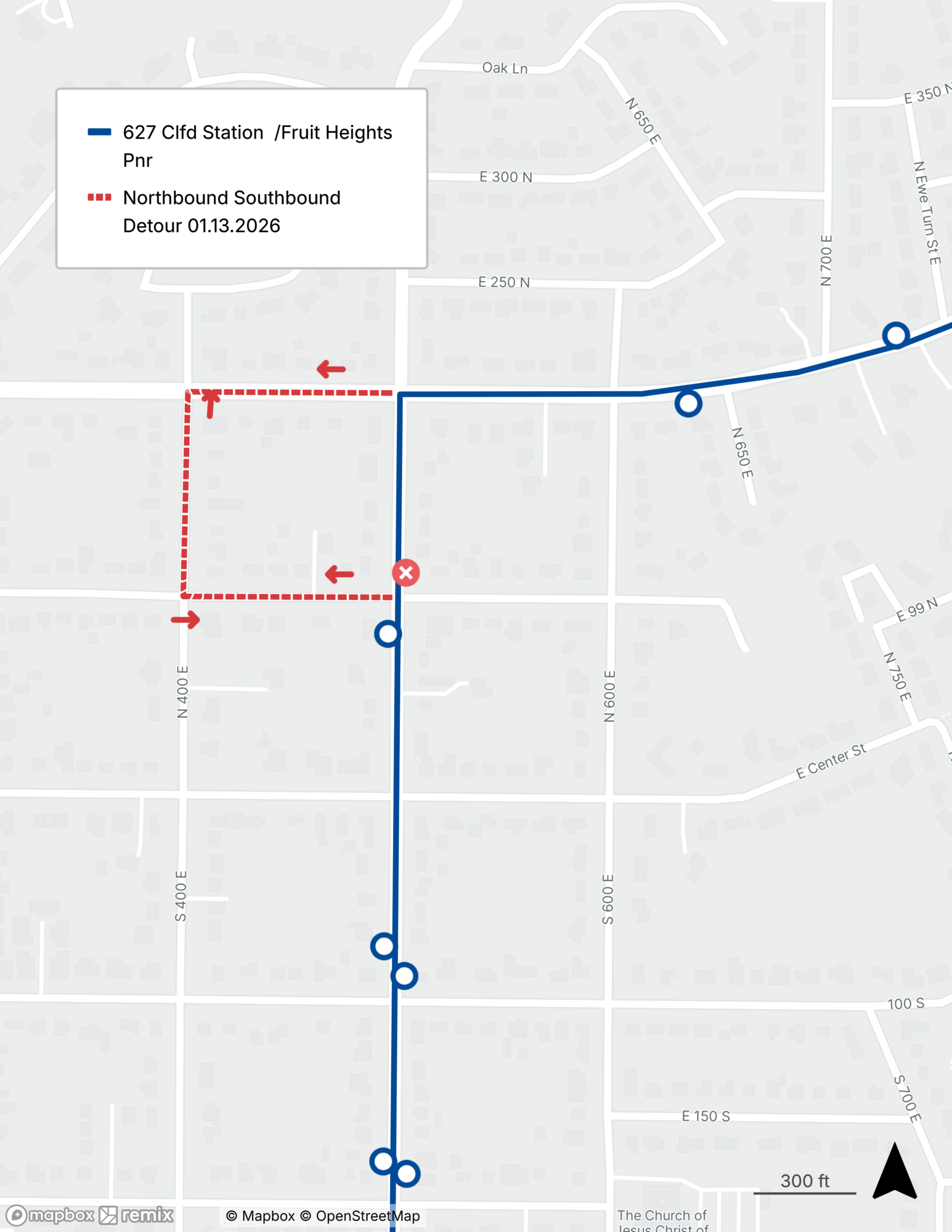 Route 627 Detour Map 1/13/26