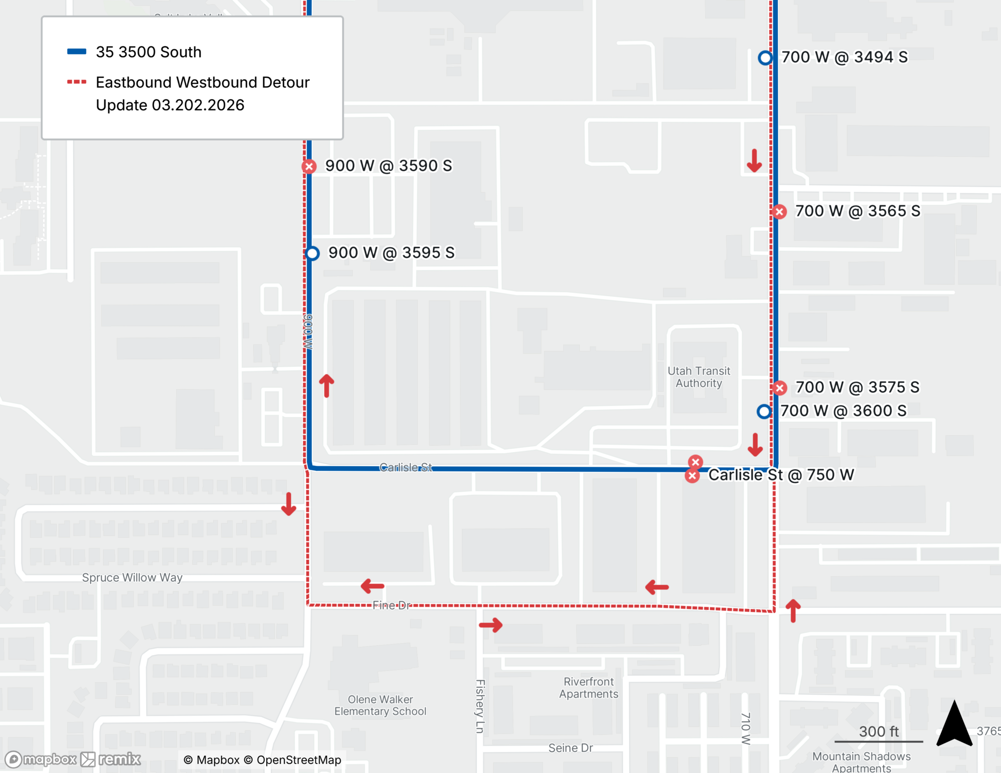 Route 35 Detour Map 3/20/26