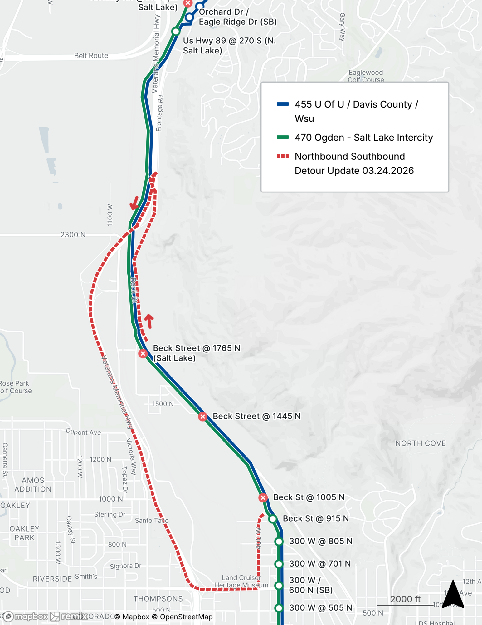 Route 455/470 Detour Map 3/24/26